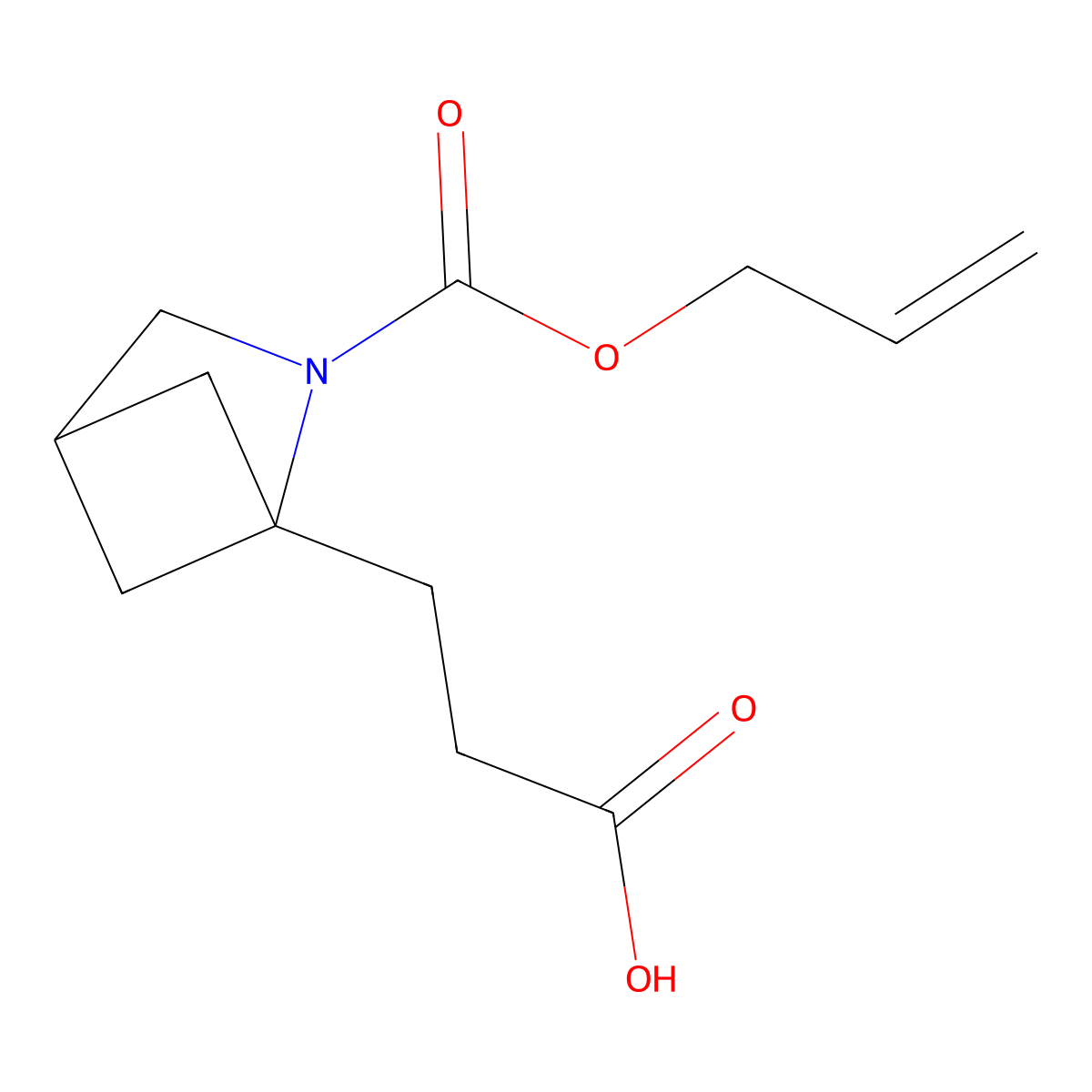 3-{2-[(Prop-2-en-1-yloxy)carbonyl]-2-azabicyclo[2.1.1]hexan-1-yl}propanoic acid molecular structure, CAS 2680830-15-1