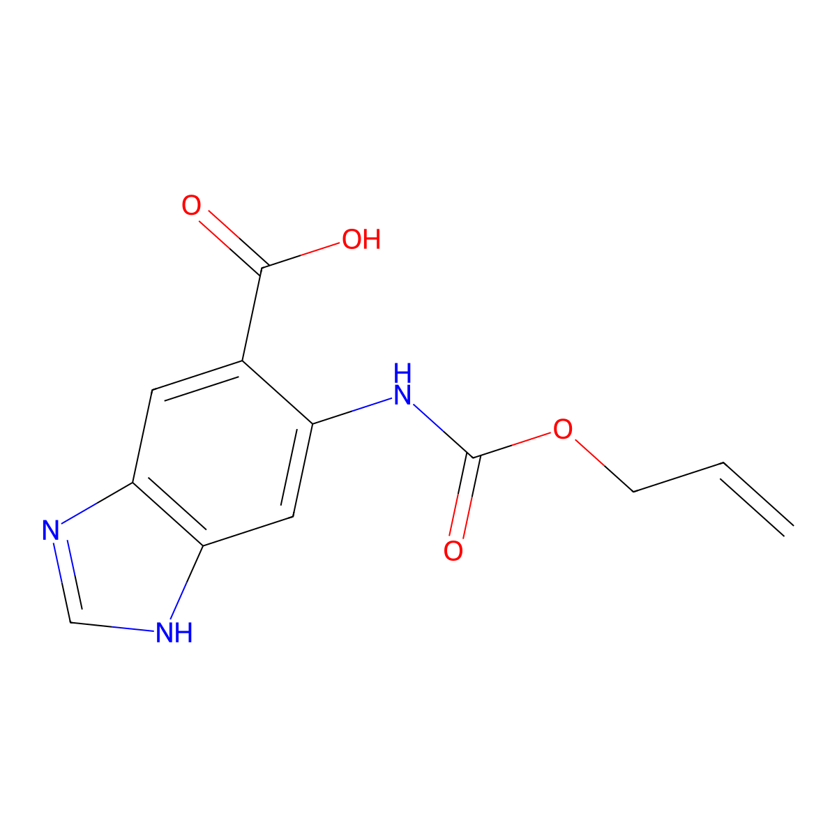 6-{[(prop-2-en-1-yloxy)carbonyl]amino}-1H-1,3-benzodiazole-5-carboxylic acid molecular structure, CAS 2680830-16-2