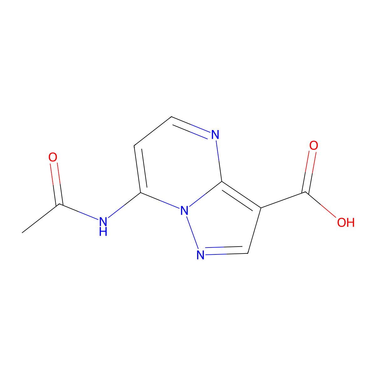 7-Acetamidopyrazolo[1,5-a]pyrimidine-3-carboxylic acid molecular structure, CAS 2680830-17-3