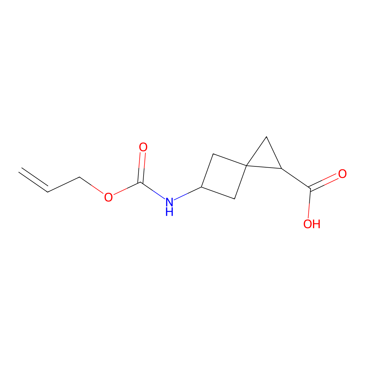 5-{[(Prop-2-en-1-yloxy)carbonyl]amino}spiro[2.3]hexane-1-carboxylic acid molecular structure, CAS 2680830-22-0