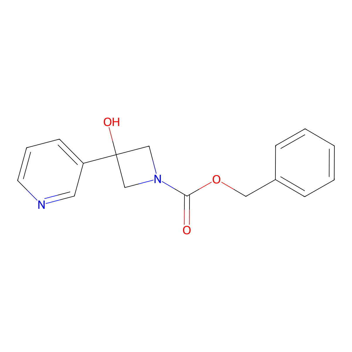 Benzyl 3-hydroxy-3-(pyridin-3-yl)azetidine-1-carboxylate molecular structure, CAS 2680830-27-5