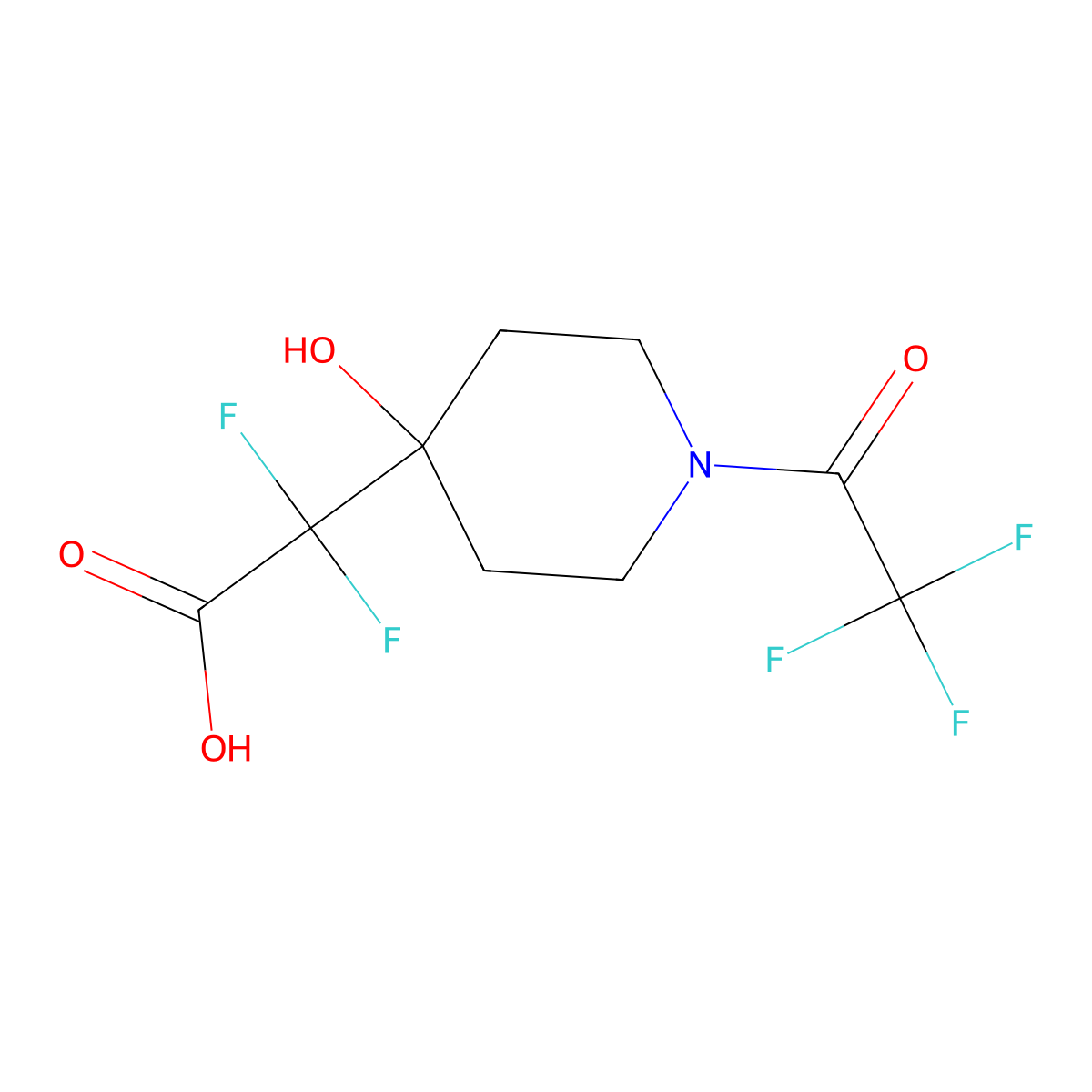 2,2-Difluoro-2-[4-hydroxy-1-(2,2,2-trifluoroacetyl)piperidin-4-yl]acetic acid molecular structure, CAS 2680830-30-0