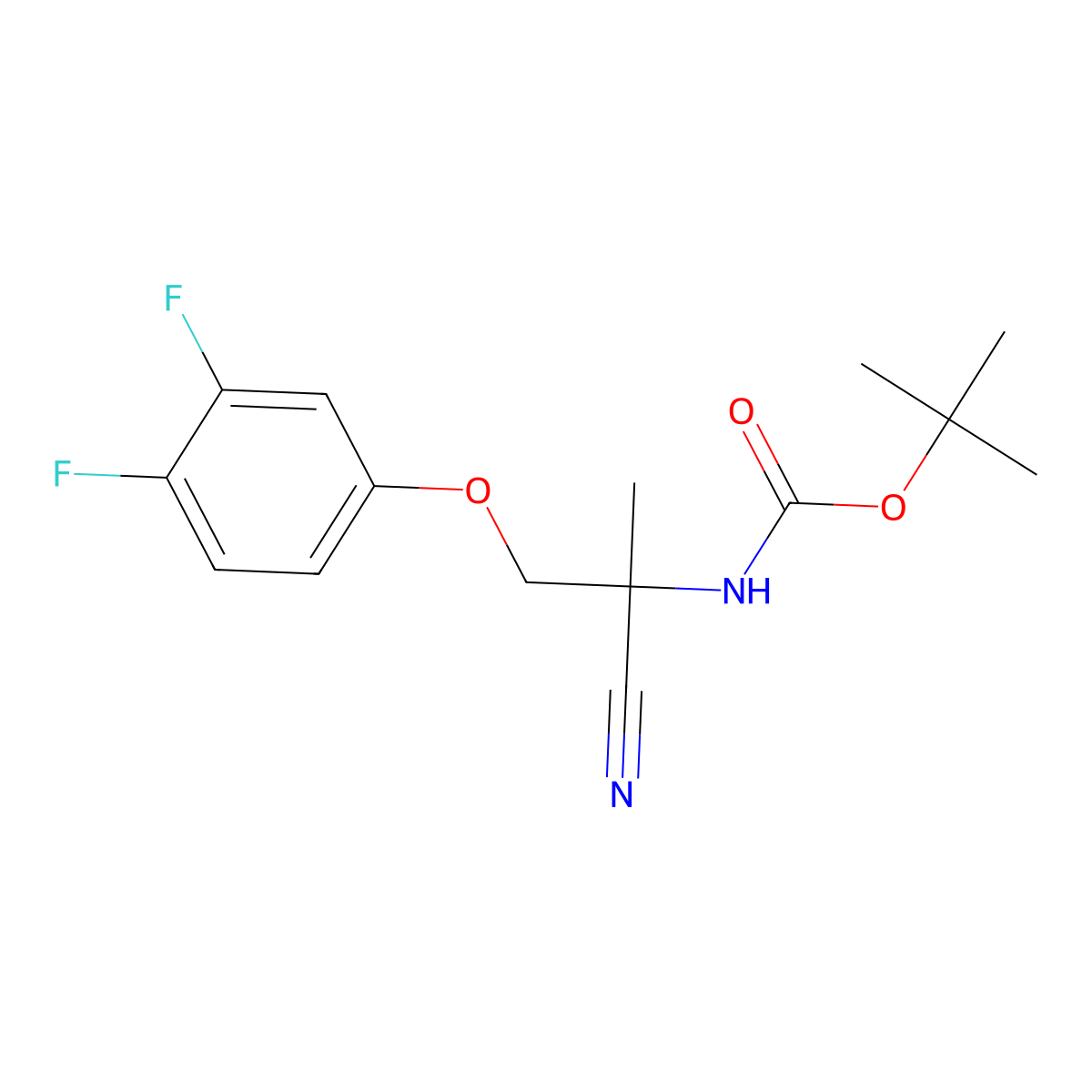 tert-butyl N-[1-cyano-2-(3,4-difluorophenoxy)-1-methylethyl]carbamate molecular structure, CAS 2680830-37-7
