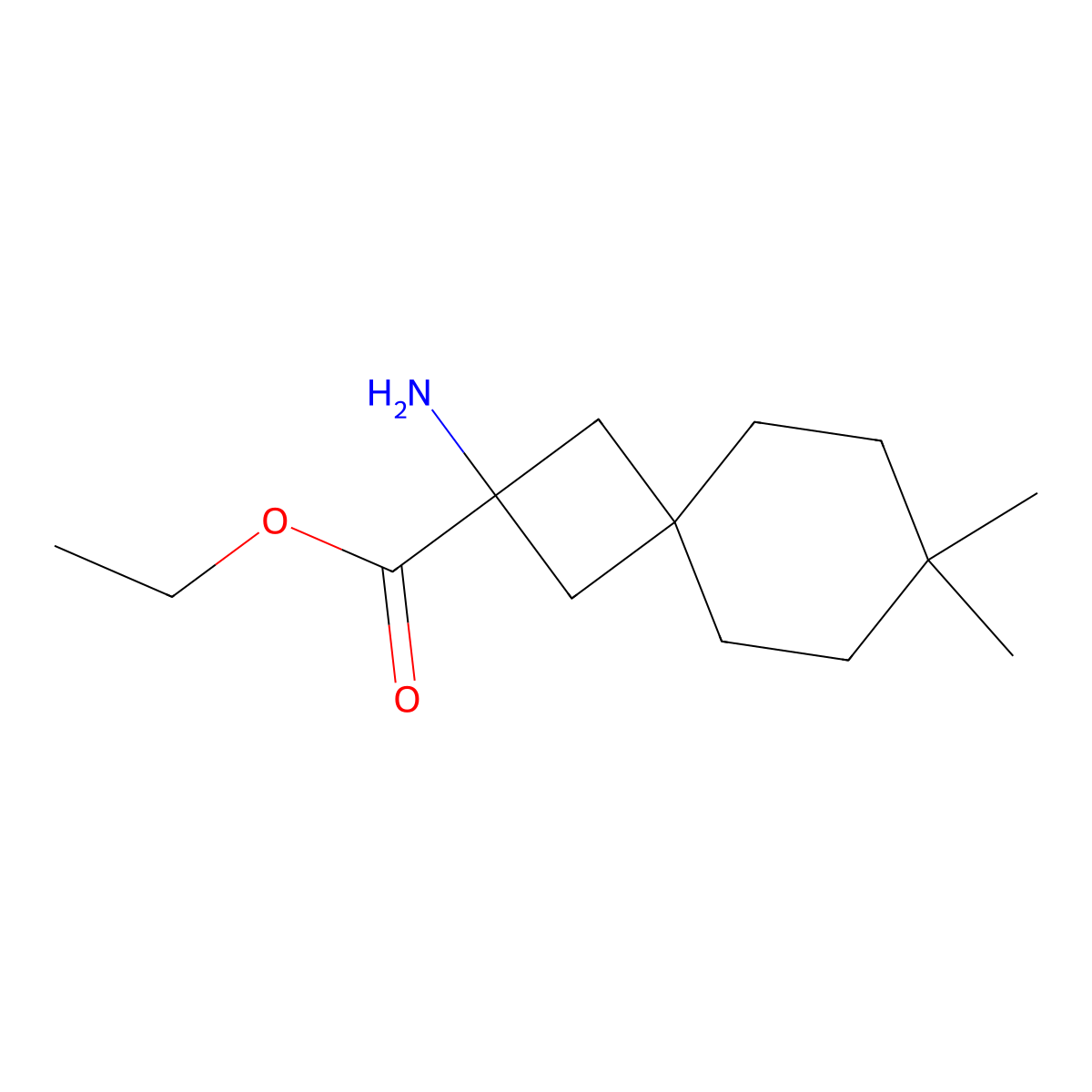 Ethyl 2-amino-7,7-dimethylspiro[3.5]nonane-2-carboxylate molecular structure, CAS 2680830-39-9