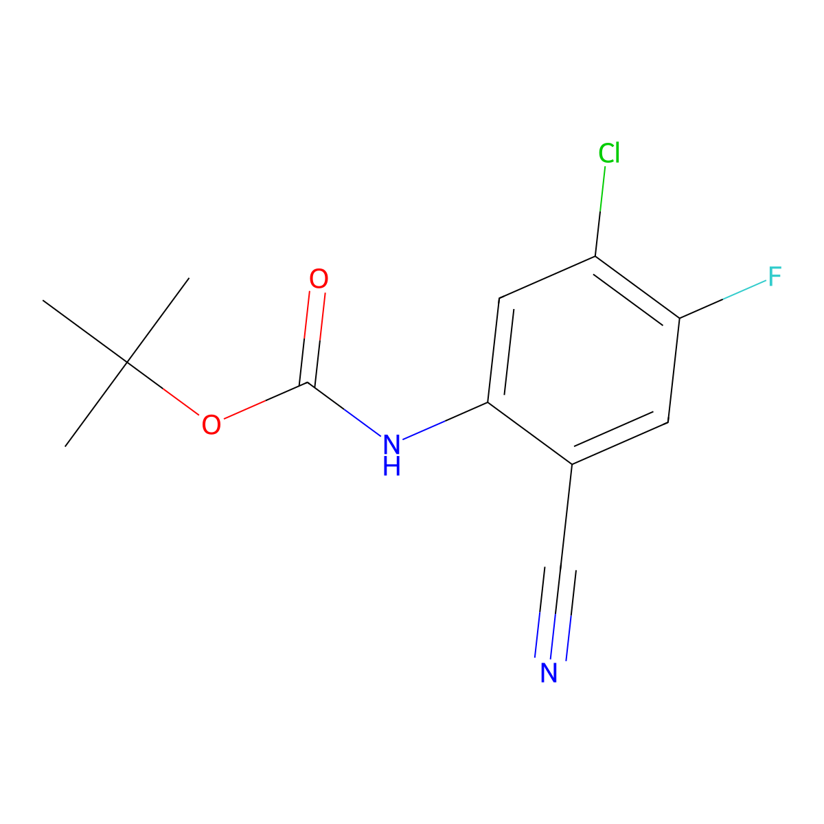 tert-butyl N-(5-chloro-2-cyano-4-fluorophenyl)carbamate molecular structure, CAS 2680830-42-4
