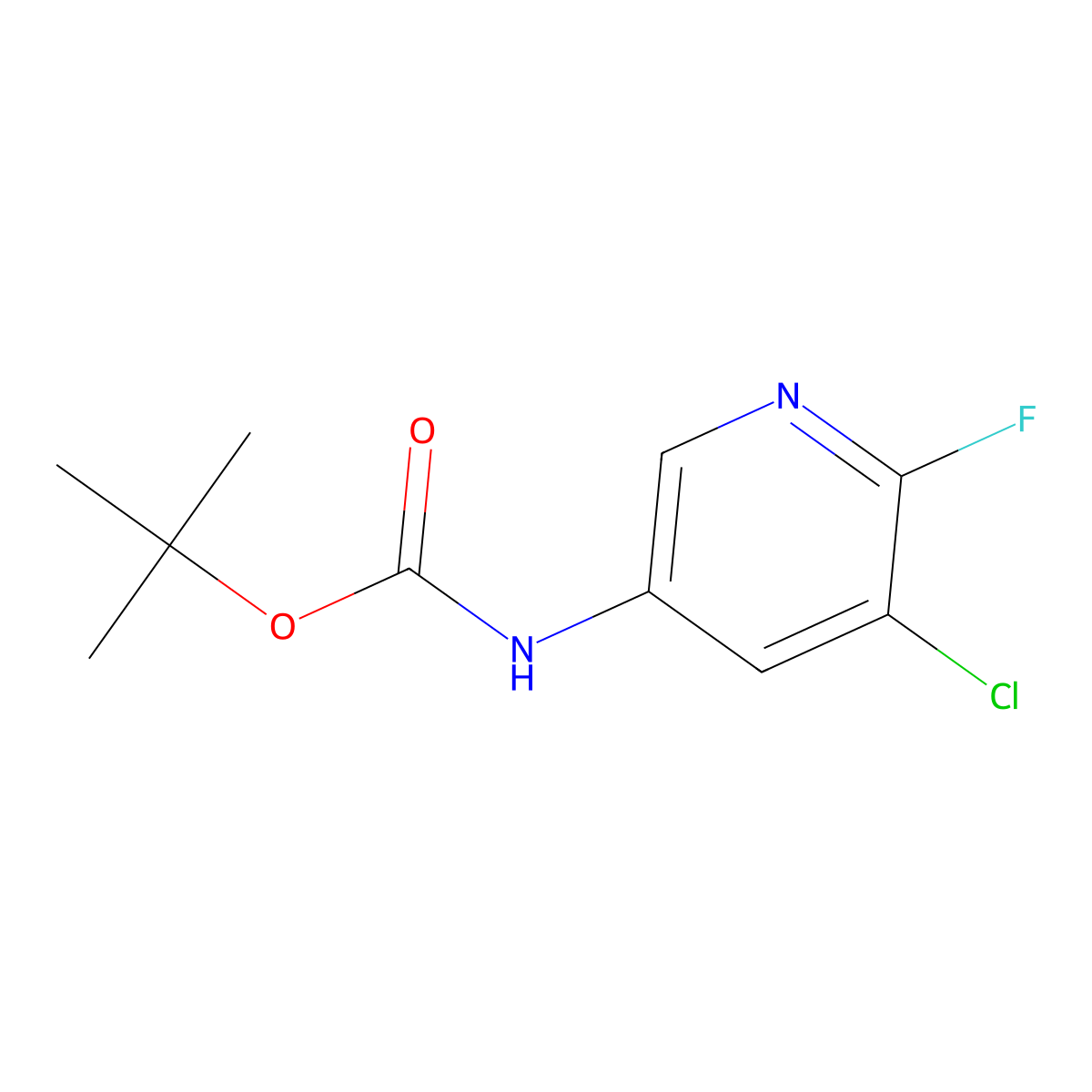tert-butyl N-(5-chloro-6-fluoropyridin-3-yl)carbamate molecular structure, CAS 2680830-50-4
