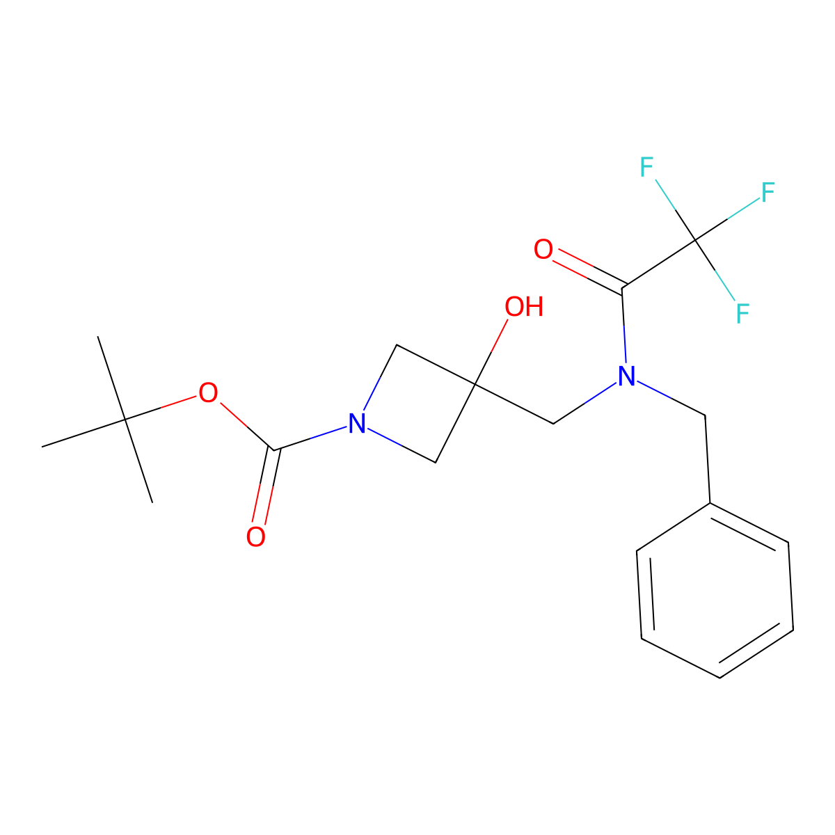 tert-butyl 3-[(N-benzyl-2,2,2-trifluoroacetamido)methyl]-3-hydroxyazetidine-1-carboxylate molecular structure, CAS 2680830-58-2