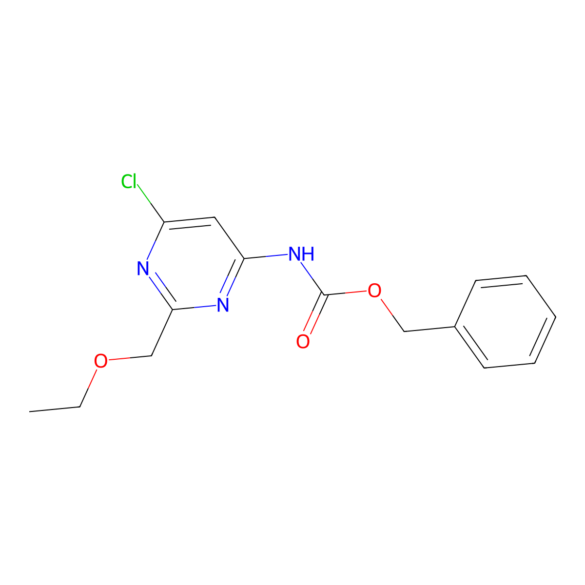 benzyl N-[6-chloro-2-(ethoxymethyl)pyrimidin-4-yl]carbamate molecular structure, CAS 2680830-75-3