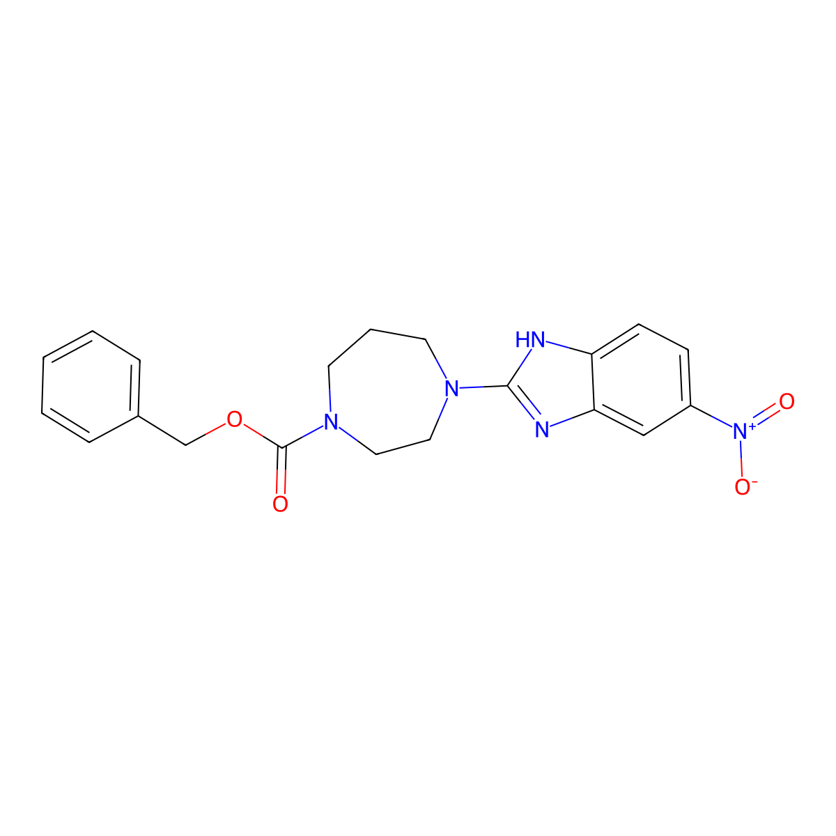 benzyl 4-(5-nitro-1H-1,3-benzodiazol-2-yl)-1,4-diazepane-1-carboxylate molecular structure, CAS 2680830-78-6