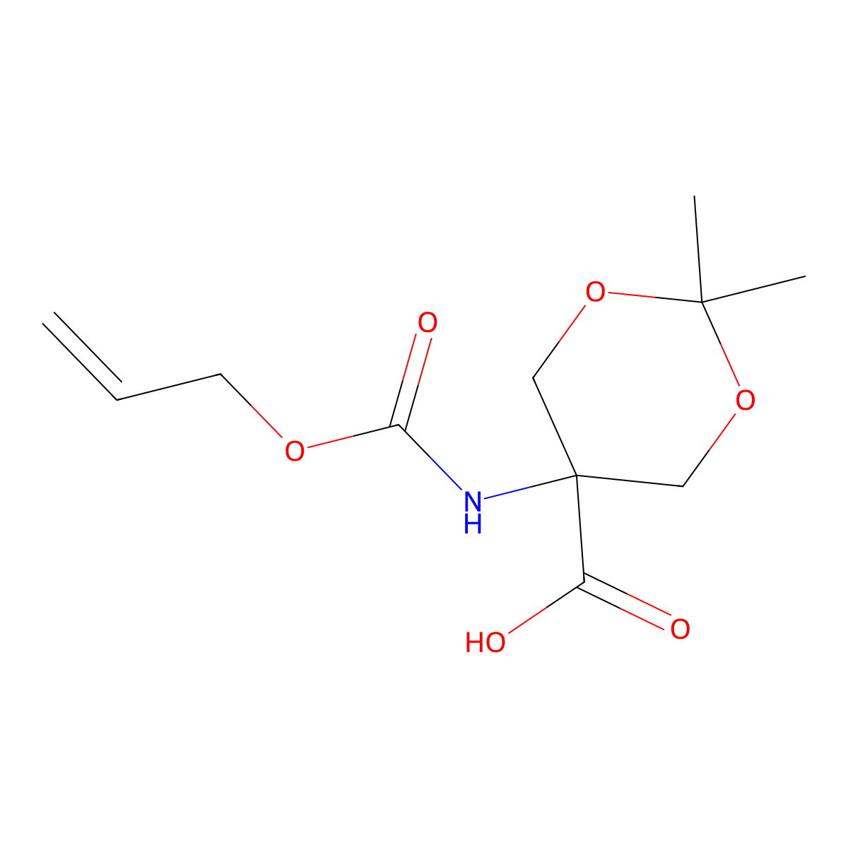 2,2-Dimethyl-5-{[(prop-2-en-1-yloxy)carbonyl]amino}-1,3-dioxane-5-carboxylic acid molecular structure, CAS 2680830-79-7