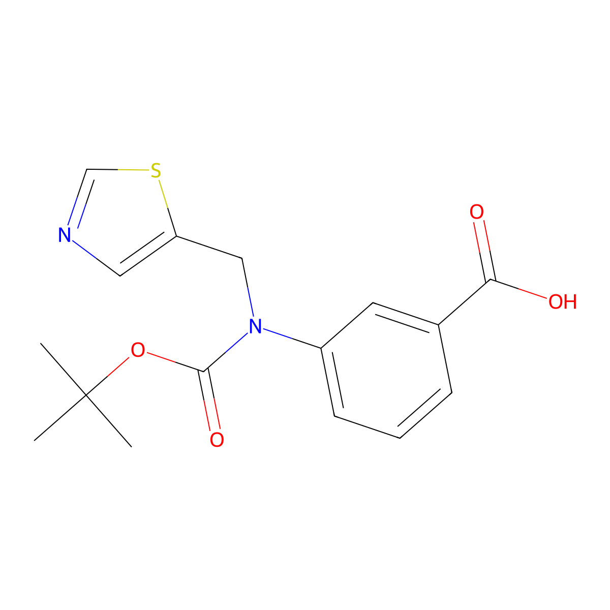 3-{[(Tert-butoxy)carbonyl][(1,3-thiazol-5-yl)methyl]amino}benzoic acid molecular structure, CAS 2680830-89-9