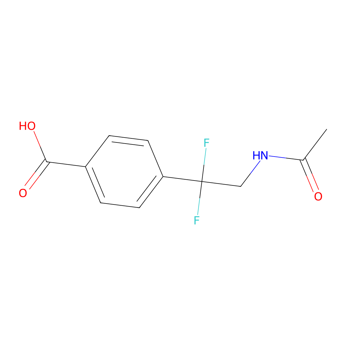 4-(2-Acetamido-1,1-difluoroethyl)benzoic acid molecular structure, CAS 2680830-90-2