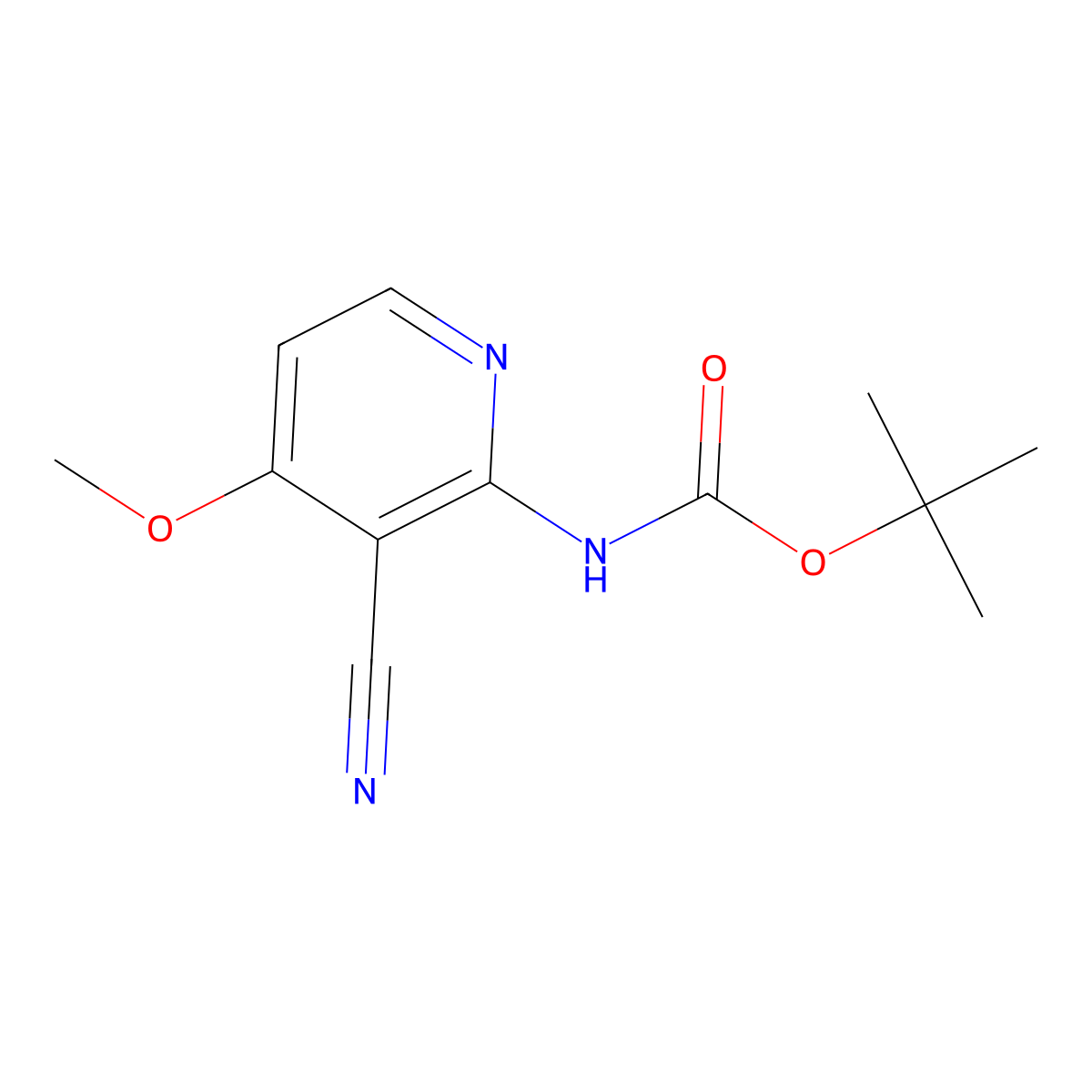 tert-butyl N-(3-cyano-4-methoxypyridin-2-yl)carbamate molecular structure, CAS 2680830-96-8