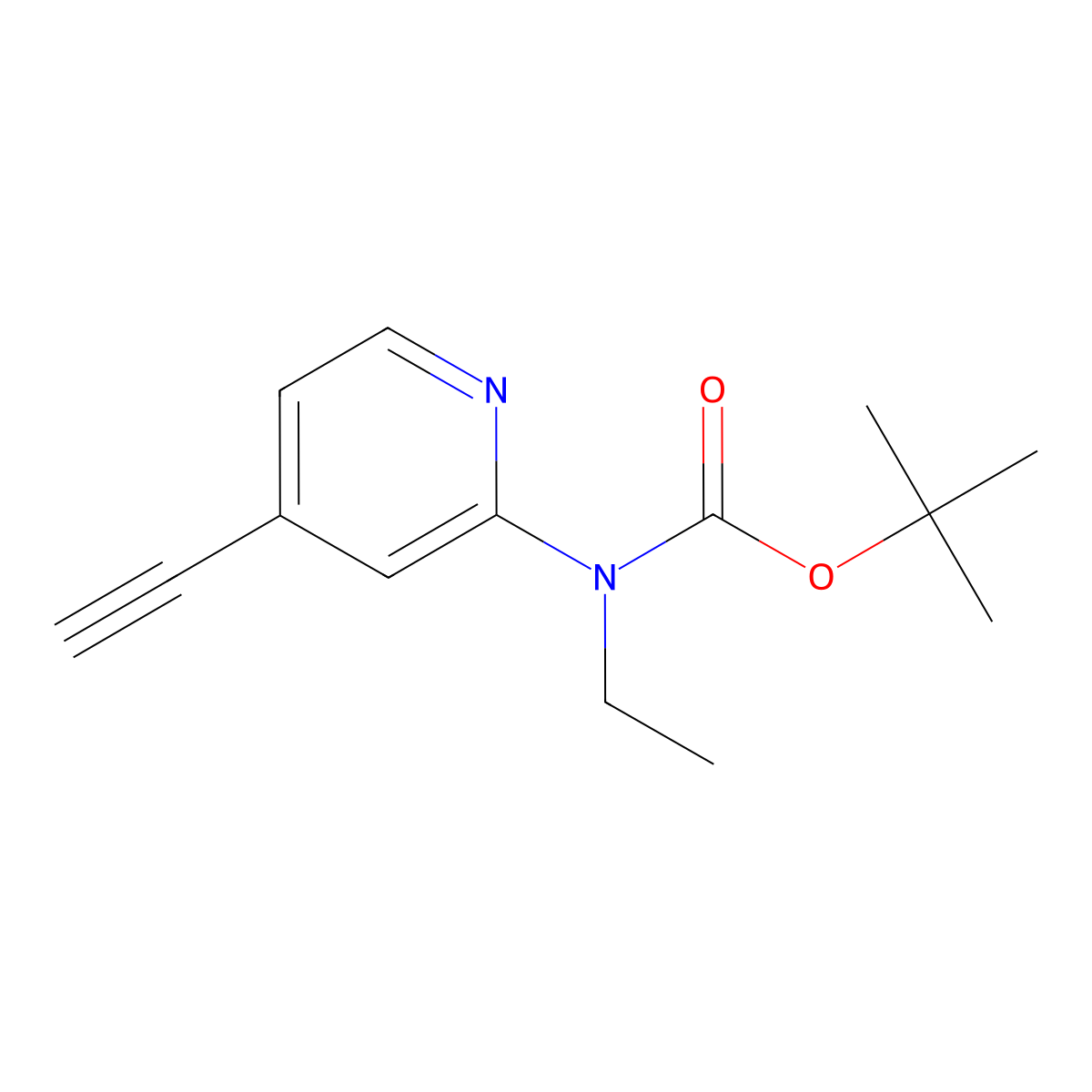 tert-butyl N-ethyl-N-(4-ethynylpyridin-2-yl)carbamate molecular structure, CAS 2680831-03-0