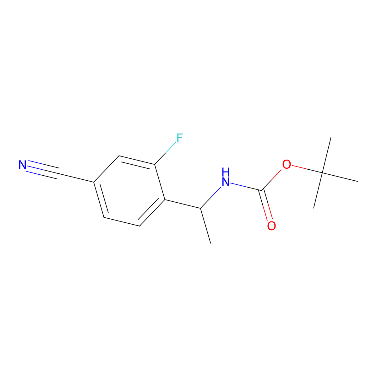 tert-butyl N-[1-(4-cyano-2-fluorophenyl)ethyl]carbamate molecular structure, CAS 2680831-05-2