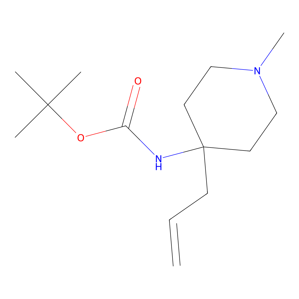 tert-butyl N-[1-methyl-4-(prop-2-en-1-yl)piperidin-4-yl]carbamate molecular structure, CAS 2680831-13-2