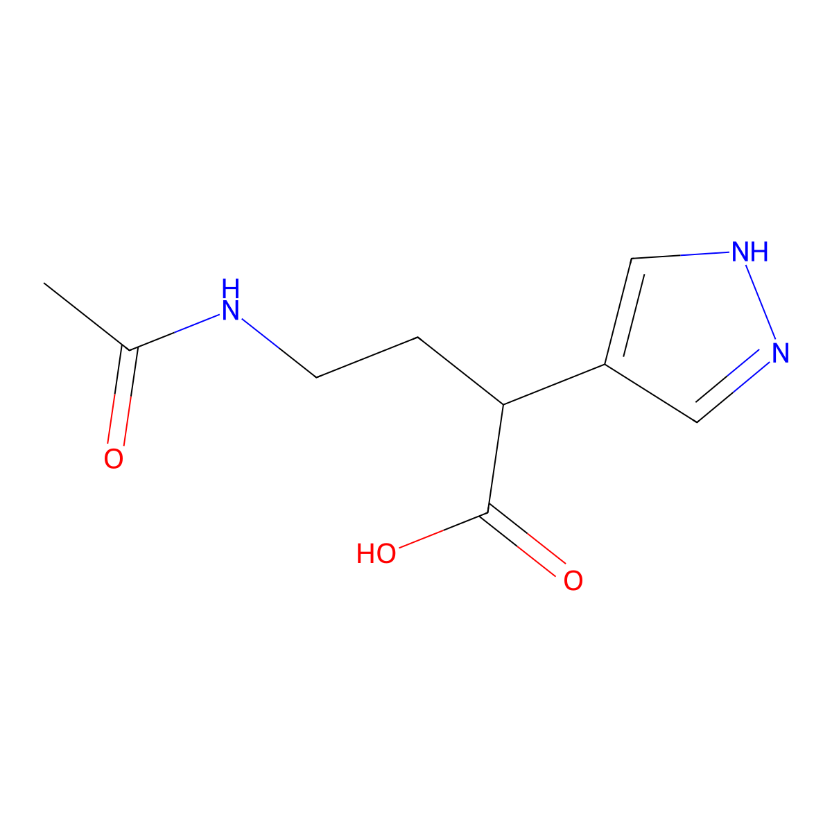 4-acetamido-2-(1H-pyrazol-4-yl)butanoic acid molecular structure, CAS 2680831-19-8