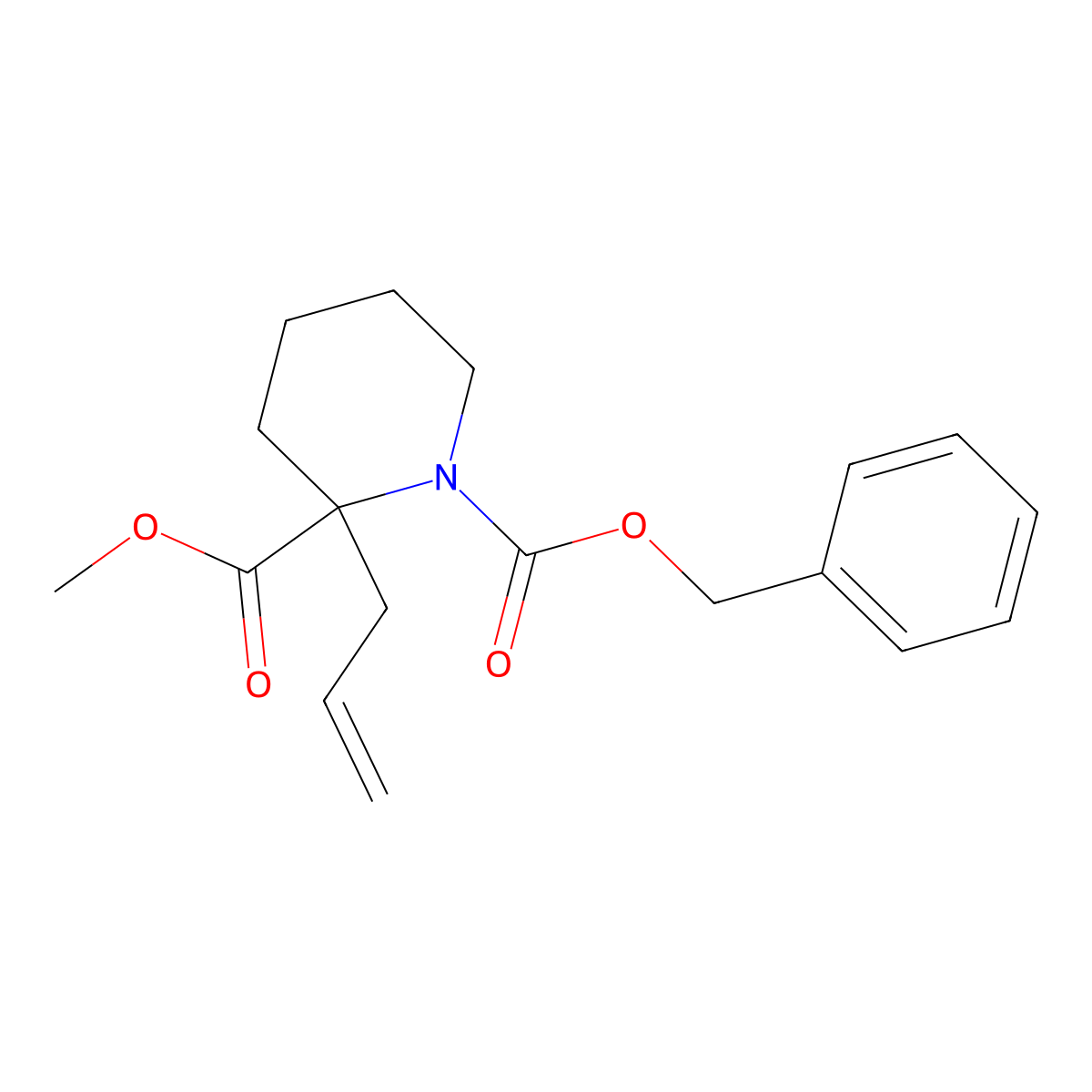 1-Benzyl 2-methyl 2-(prop-2-en-1-yl)piperidine-1,2-dicarboxylate molecular structure, CAS 2680831-20-1