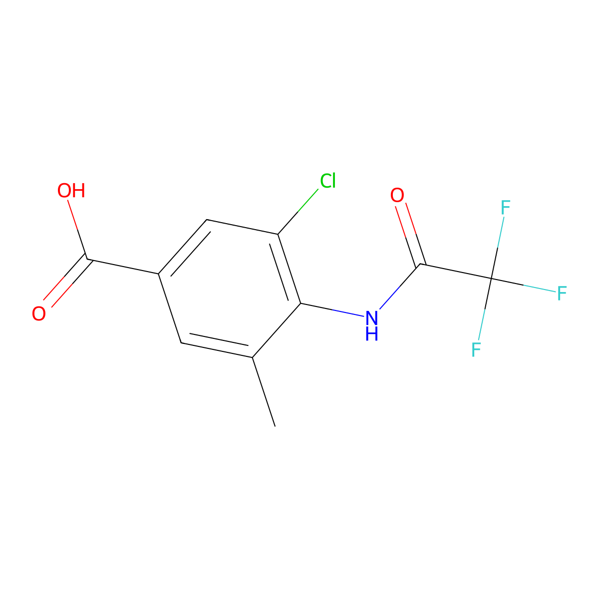 3-Chloro-5-methyl-4-(2,2,2-trifluoroacetamido)benzoic acid molecular structure, CAS 2680831-24-5