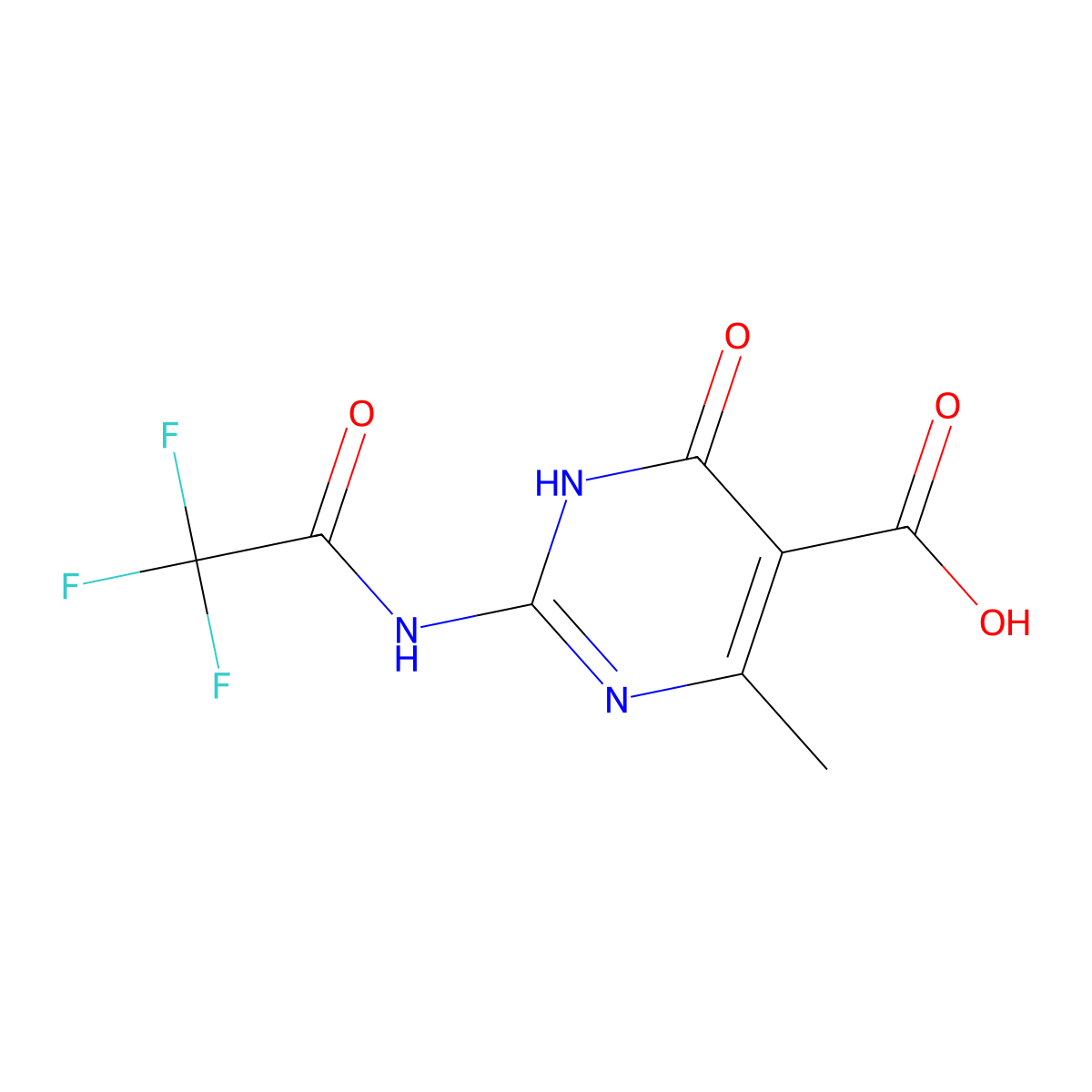 4-Methyl-6-oxo-2-(2,2,2-trifluoroacetamido)-1,6-dihydropyrimidine-5-carboxylic acid molecular structure, CAS 2680831-29-0