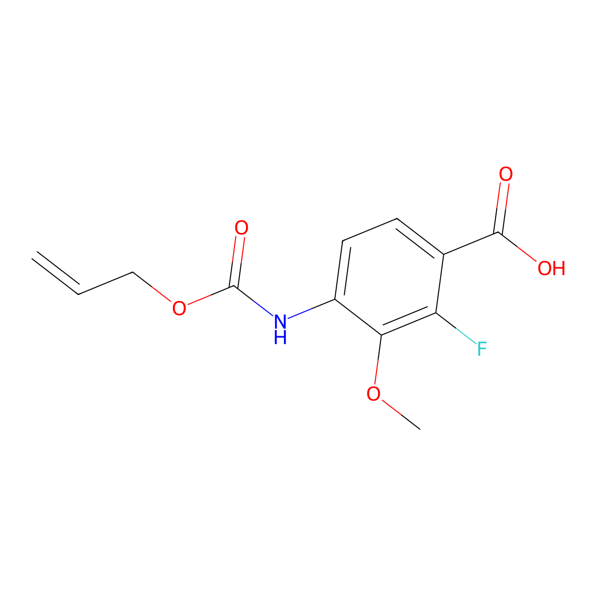 2-Fluoro-3-methoxy-4-{[(prop-2-en-1-yloxy)carbonyl]amino}benzoic acid molecular structure, CAS 2680831-37-0