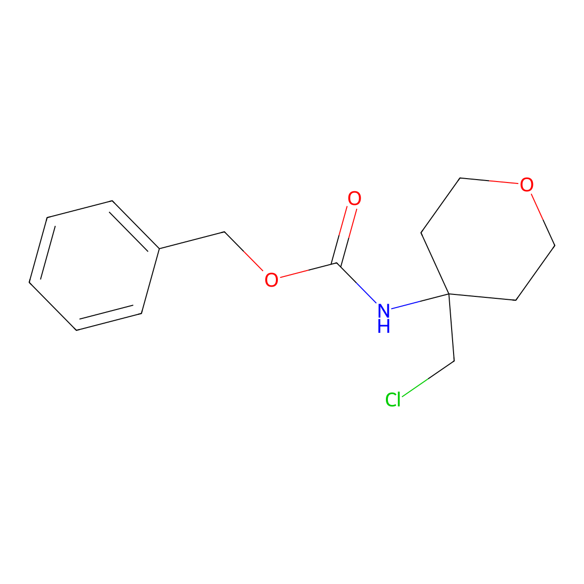 benzyl N-[4-(chloromethyl)oxan-4-yl]carbamate molecular structure, CAS 2680831-53-0