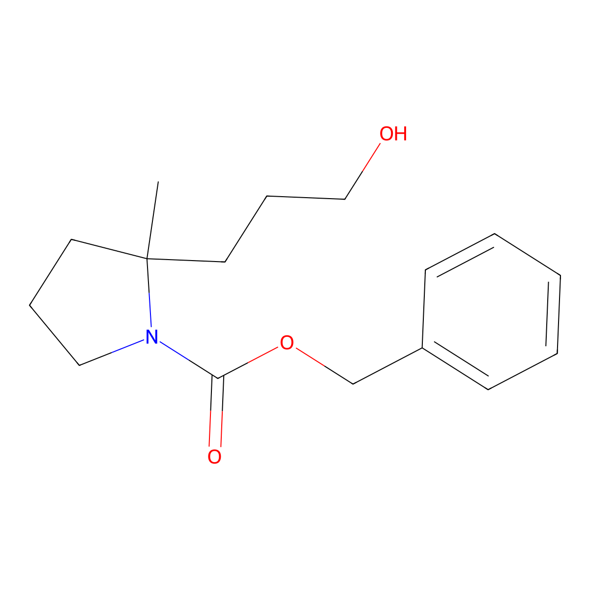 Benzyl 2-(3-hydroxypropyl)-2-methylpyrrolidine-1-carboxylate molecular structure, CAS 2680831-64-3