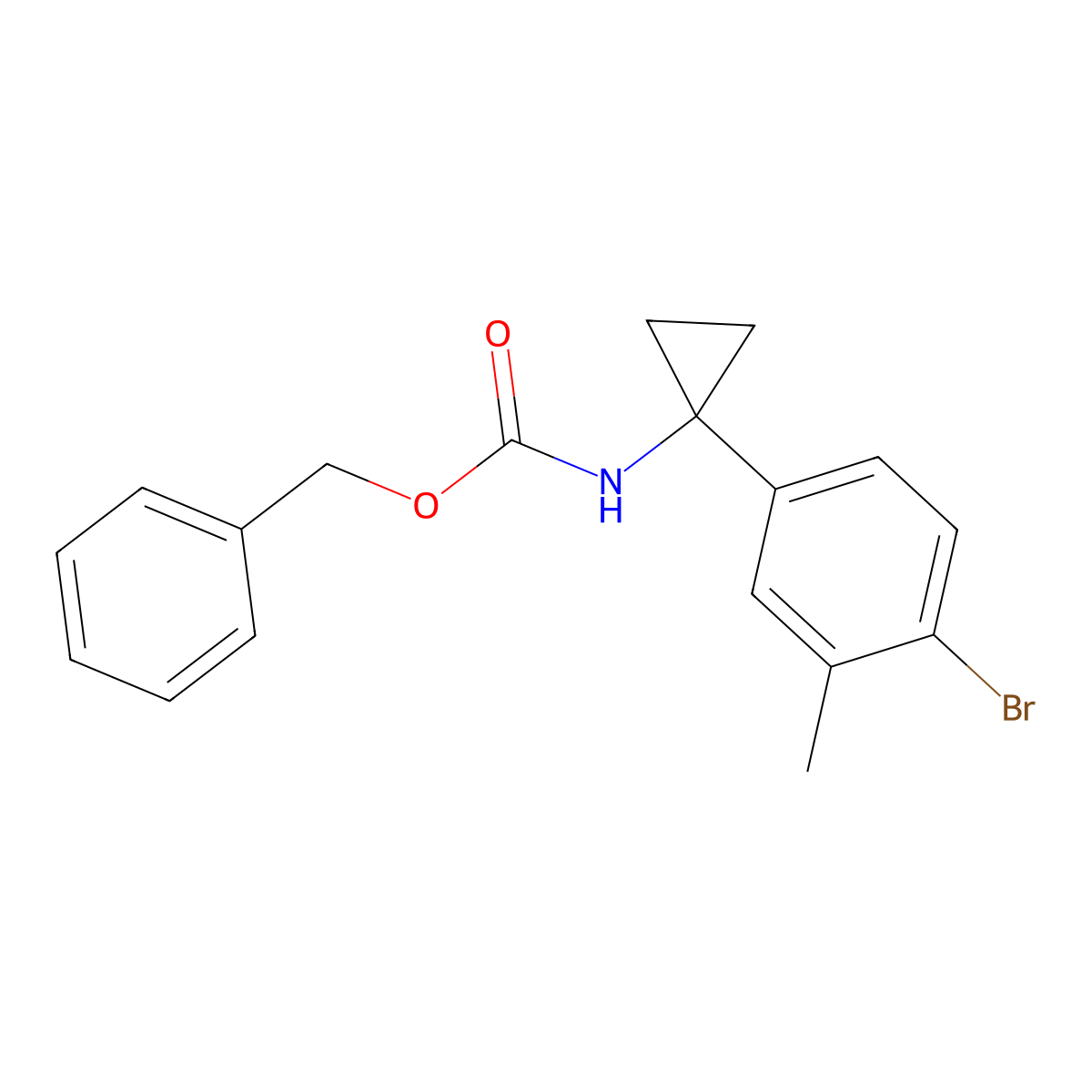 benzyl N-[1-(4-bromo-3-methylphenyl)cyclopropyl]carbamate molecular structure, CAS 2680831-75-6