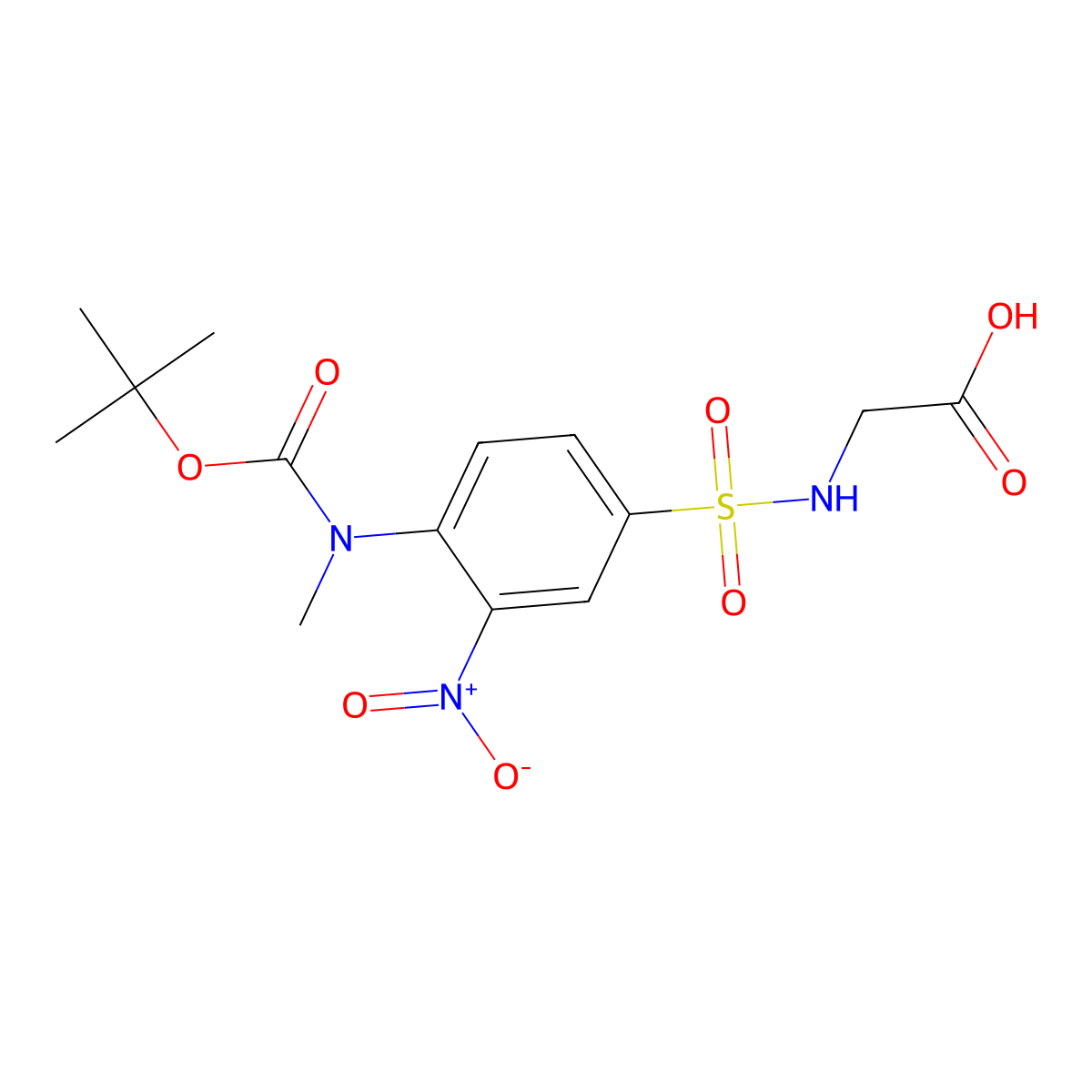 2-(4-{[(Tert-butoxy)carbonyl](methyl)amino}-3-nitrobenzenesulfonamido)acetic acid molecular structure, CAS 2680831-79-0