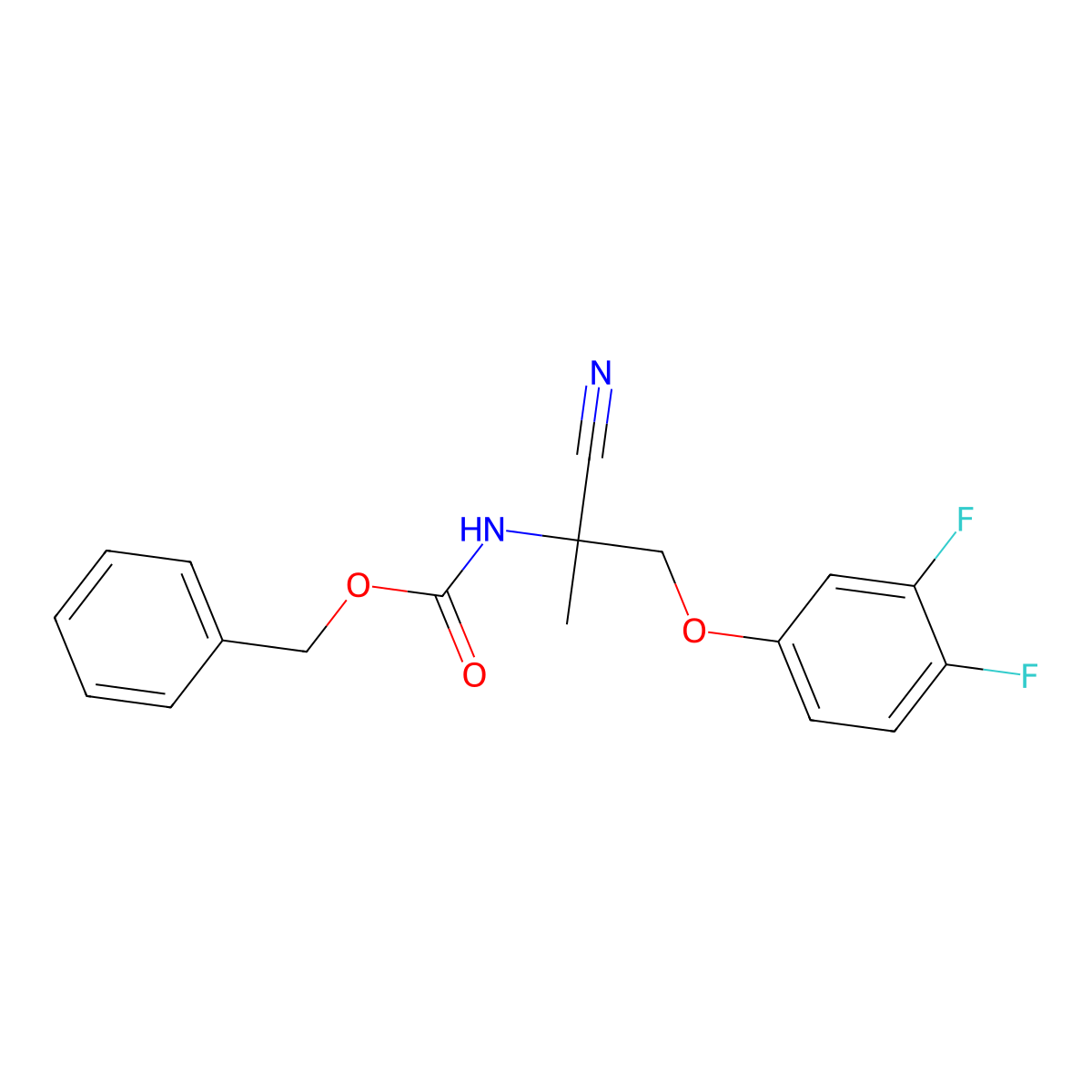 benzyl N-[1-cyano-2-(3,4-difluorophenoxy)-1-methylethyl]carbamate molecular structure, CAS 2680831-81-4