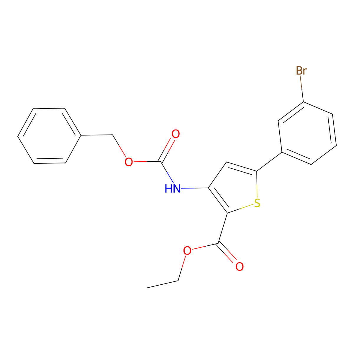 Ethyl 3-{[(benzyloxy)carbonyl]amino}-5-(3-bromophenyl)thiophene-2-carboxylate molecular structure, CAS 2680831-82-5