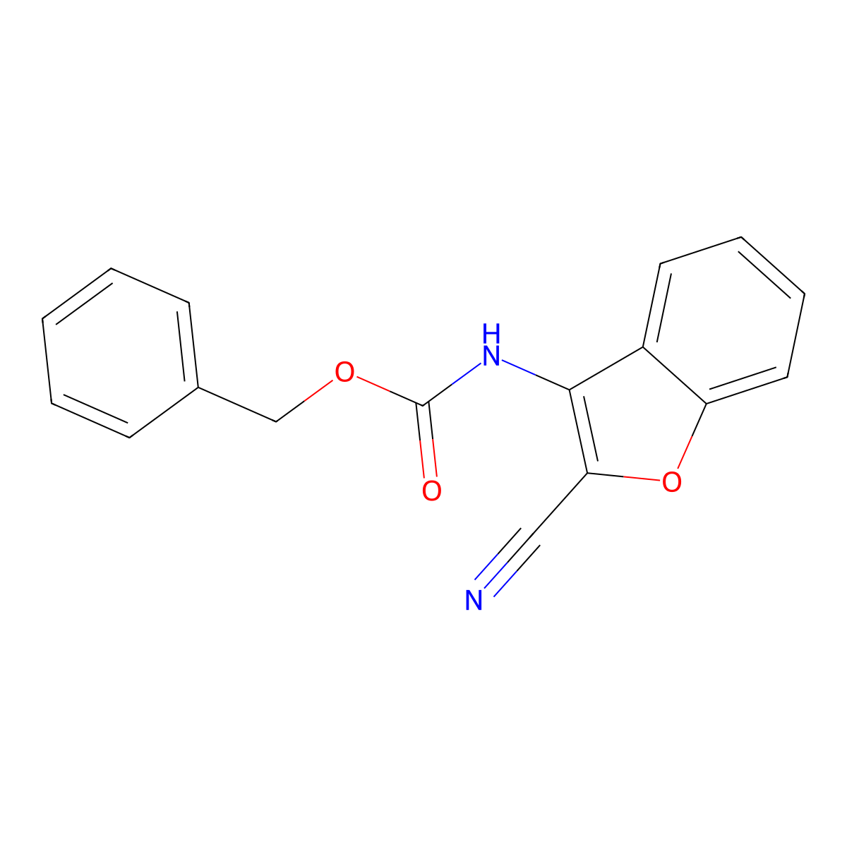benzyl N-(2-cyano-1-benzofuran-3-yl)carbamate molecular structure, CAS 2680831-87-0