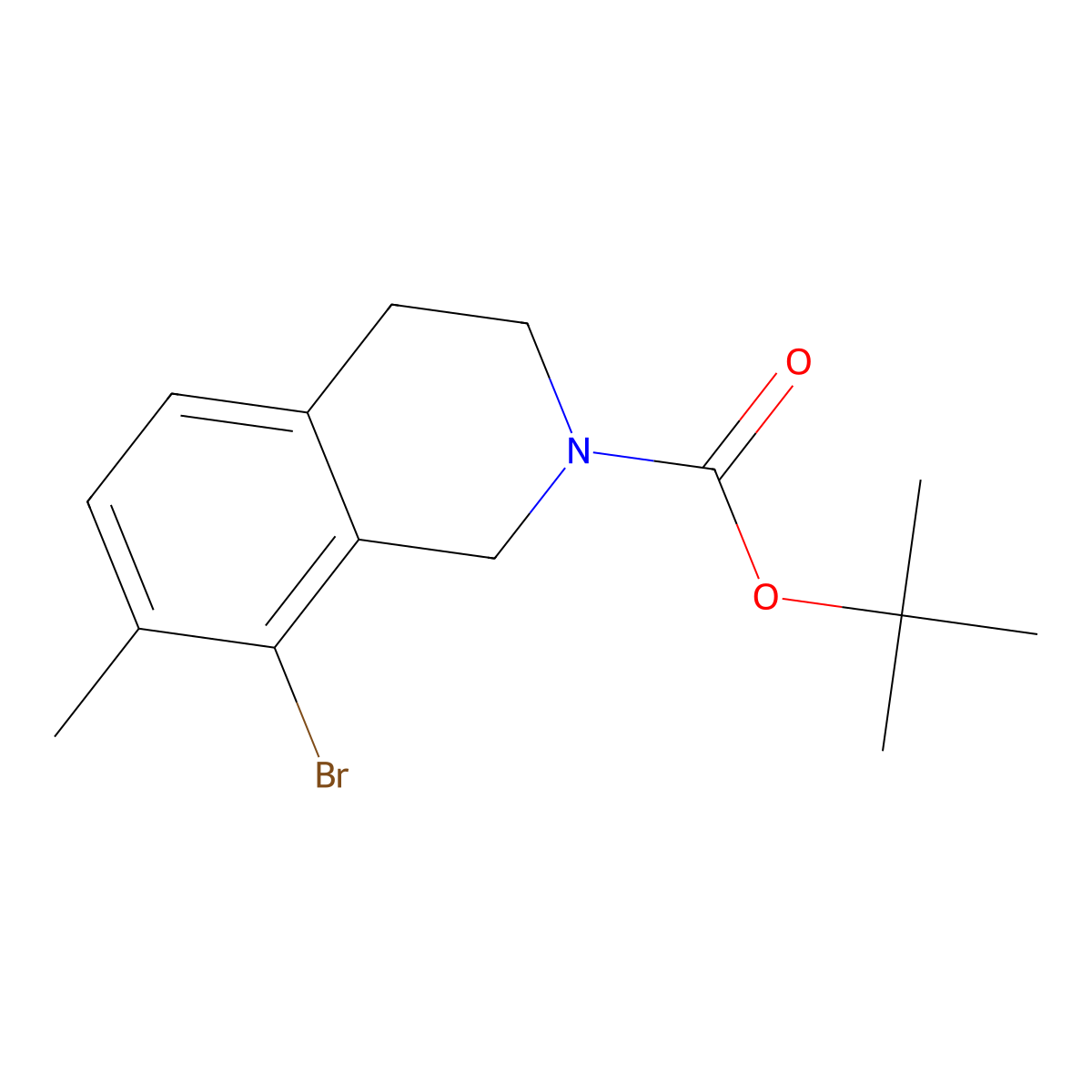 Tert-butyl 8-bromo-7-methyl-1,2,3,4-tetrahydroisoquinoline-2-carboxylate molecular structure, CAS 2680831-88-1