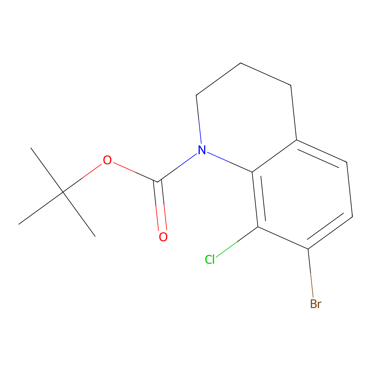 Tert-butyl 7-bromo-8-chloro-1,2,3,4-tetrahydroquinoline-1-carboxylate molecular structure, CAS 2680831-89-2