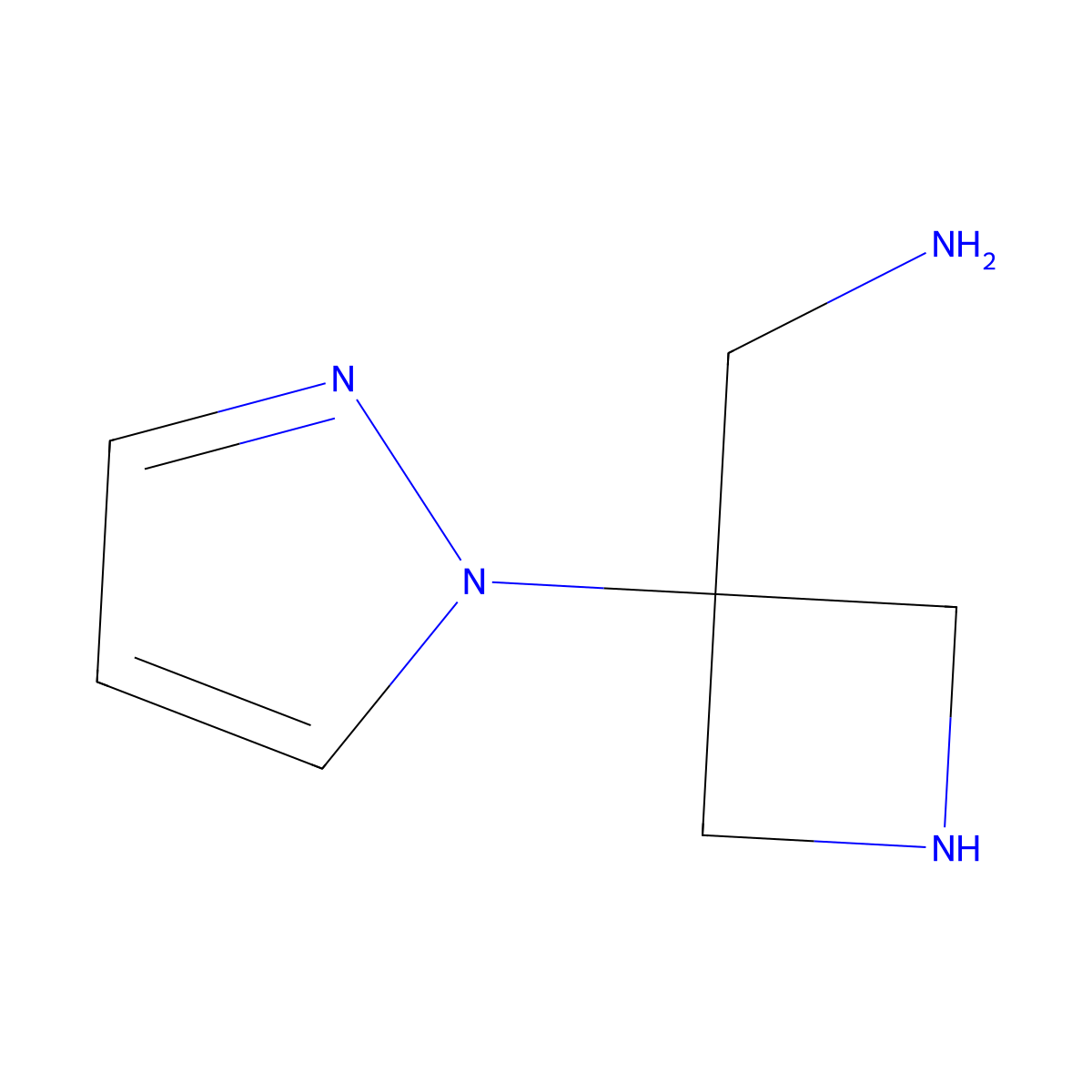 1-[3-(1H-pyrazol-1-yl)azetidin-3-yl]methanamine molecular structure, CAS 2680831-91-6