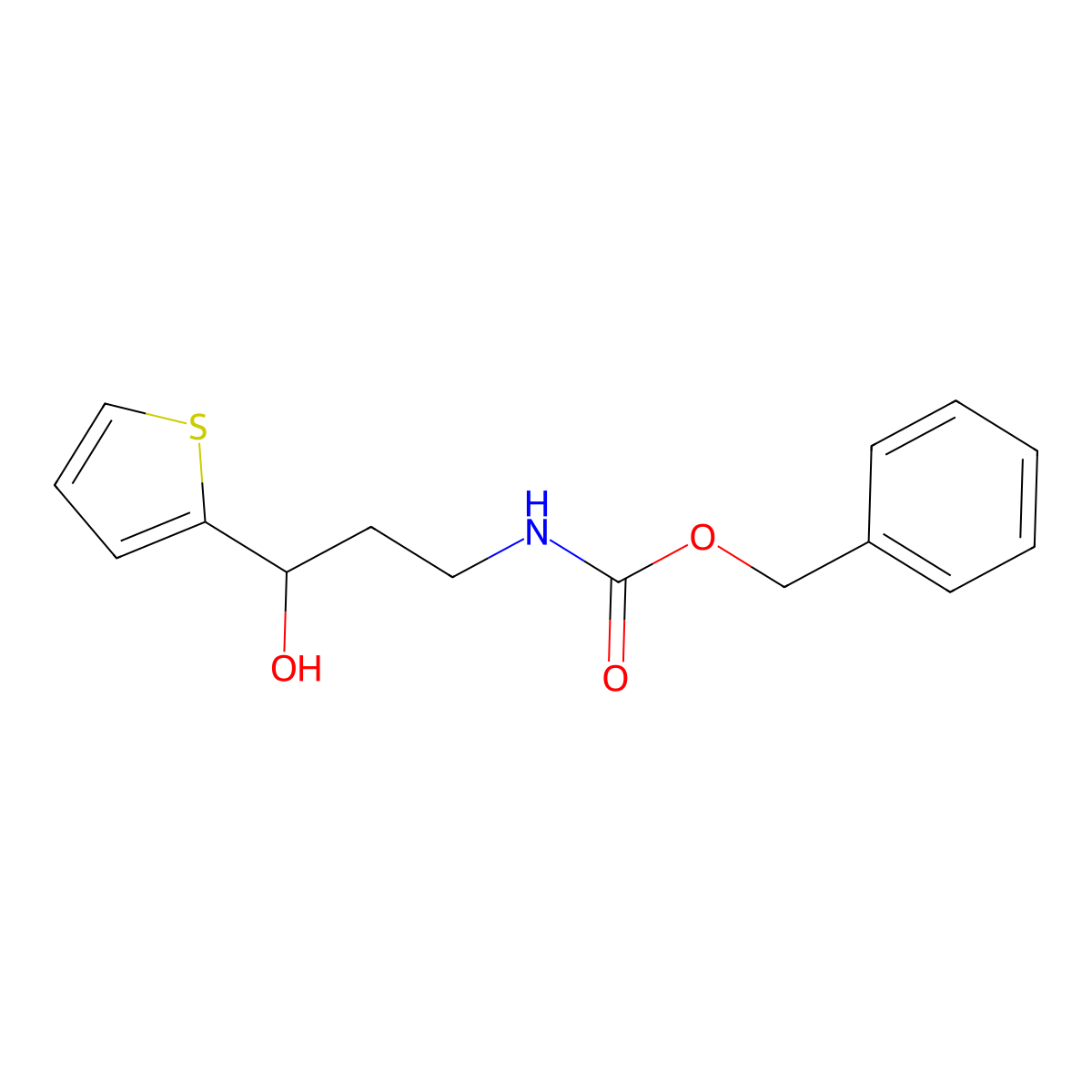 benzyl N-[3-hydroxy-3-(thiophen-2-yl)propyl]carbamate molecular structure, CAS 2680831-92-7