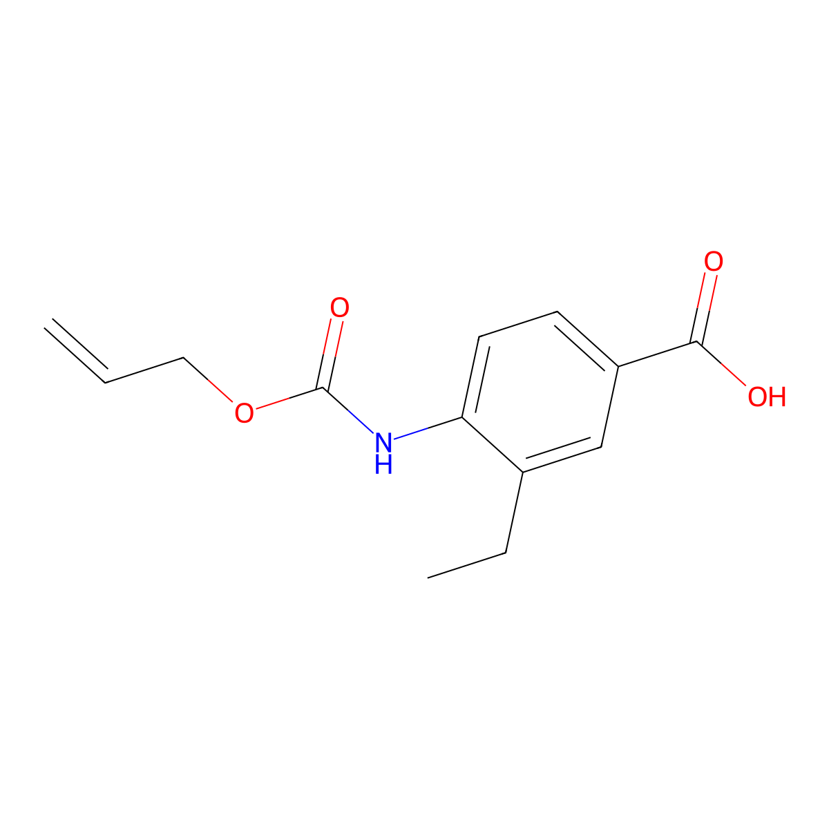 3-Ethyl-4-{[(prop-2-en-1-yloxy)carbonyl]amino}benzoic acid molecular structure, CAS 2680831-98-3