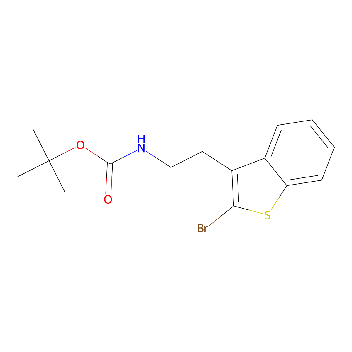 tert-butyl N-[2-(2-bromo-1-benzothiophen-3-yl)ethyl]carbamate molecular structure, CAS 2680832-03-3
