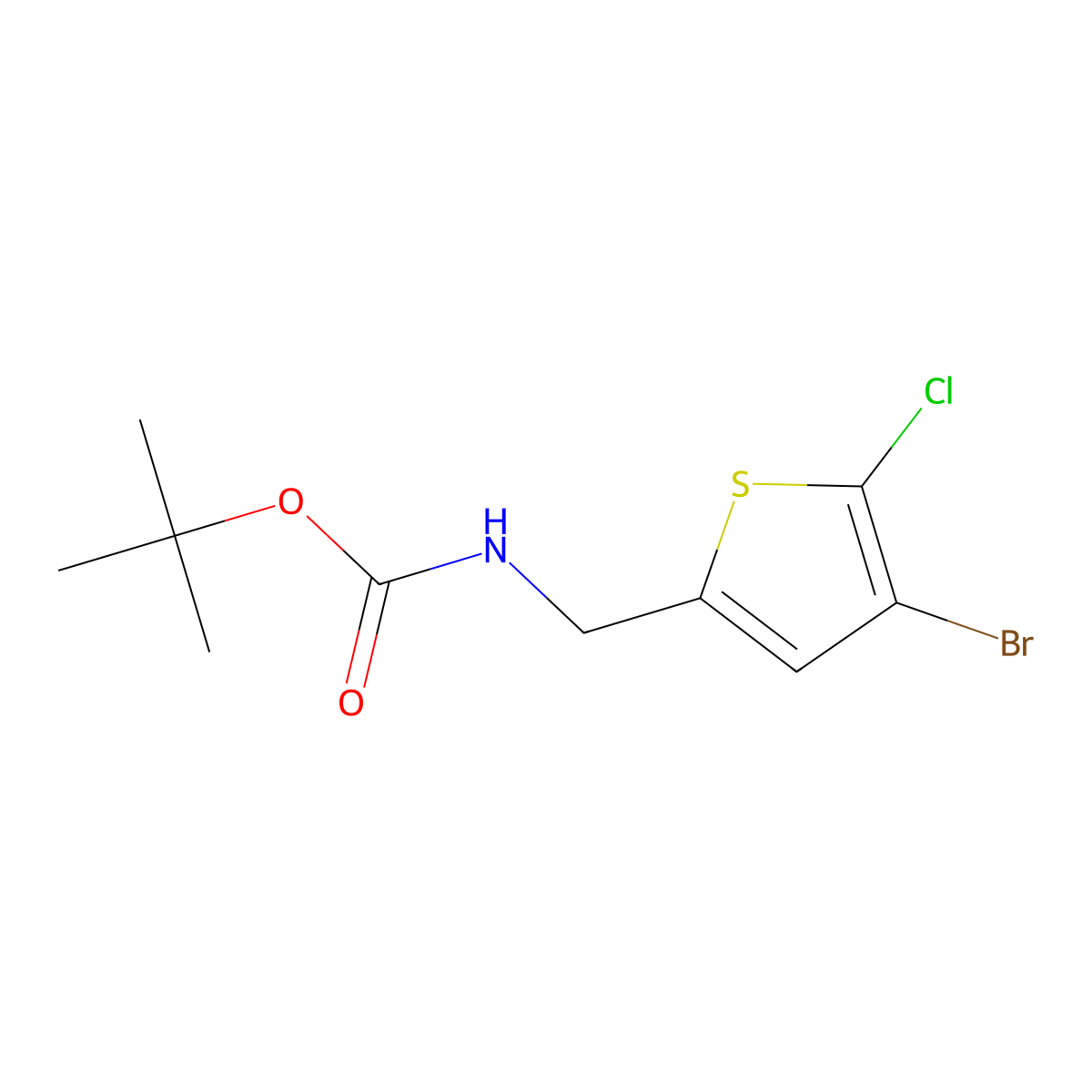tert-butyl N-[(4-bromo-5-chlorothiophen-2-yl)methyl]carbamate molecular structure, CAS 2680832-14-6
