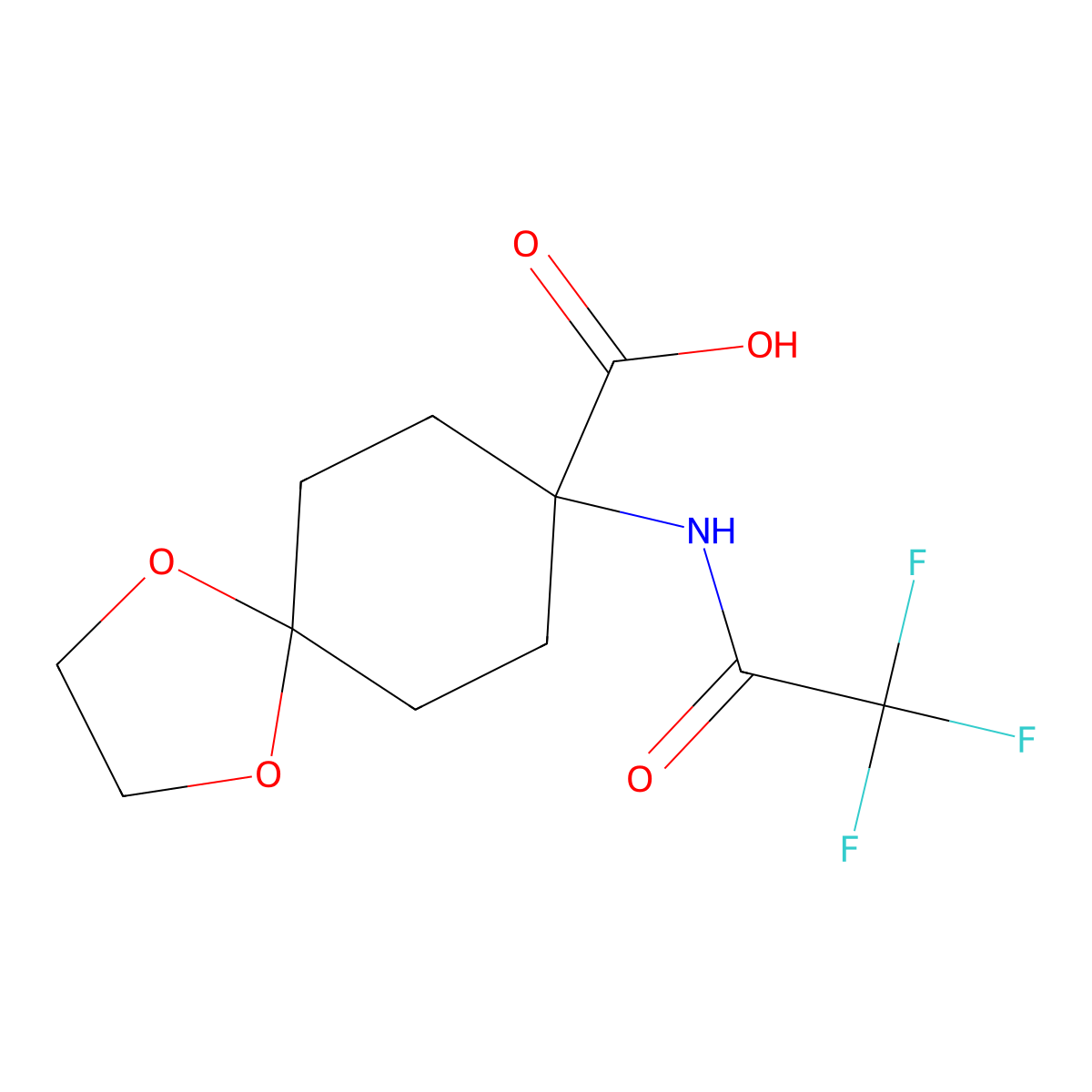 8-(2,2,2-Trifluoroacetamido)-1,4-dioxaspiro[4.5]decane-8-carboxylic acid molecular structure, CAS 2680832-15-7