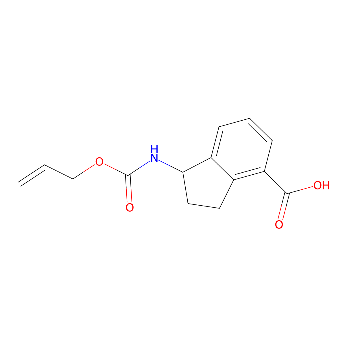 1-{[(prop-2-en-1-yloxy)carbonyl]amino}-2,3-dihydro-1H-indene-4-carboxylic acid molecular structure, CAS 2680832-26-0