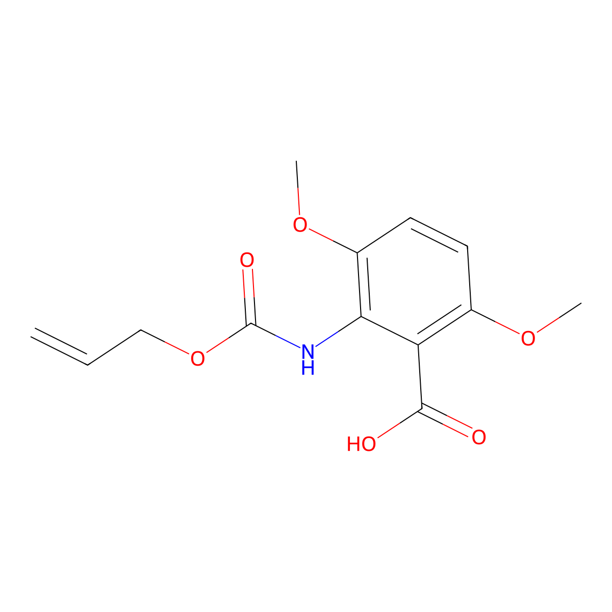 3,6-Dimethoxy-2-{[(prop-2-en-1-yloxy)carbonyl]amino}benzoic acid molecular structure, CAS 2680832-28-2