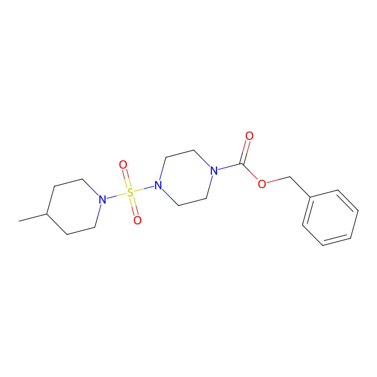 Benzyl 4-[(4-methylpiperidin-1-yl)sulfonyl]piperazine-1-carboxylate molecular structure, CAS 2680832-34-0
