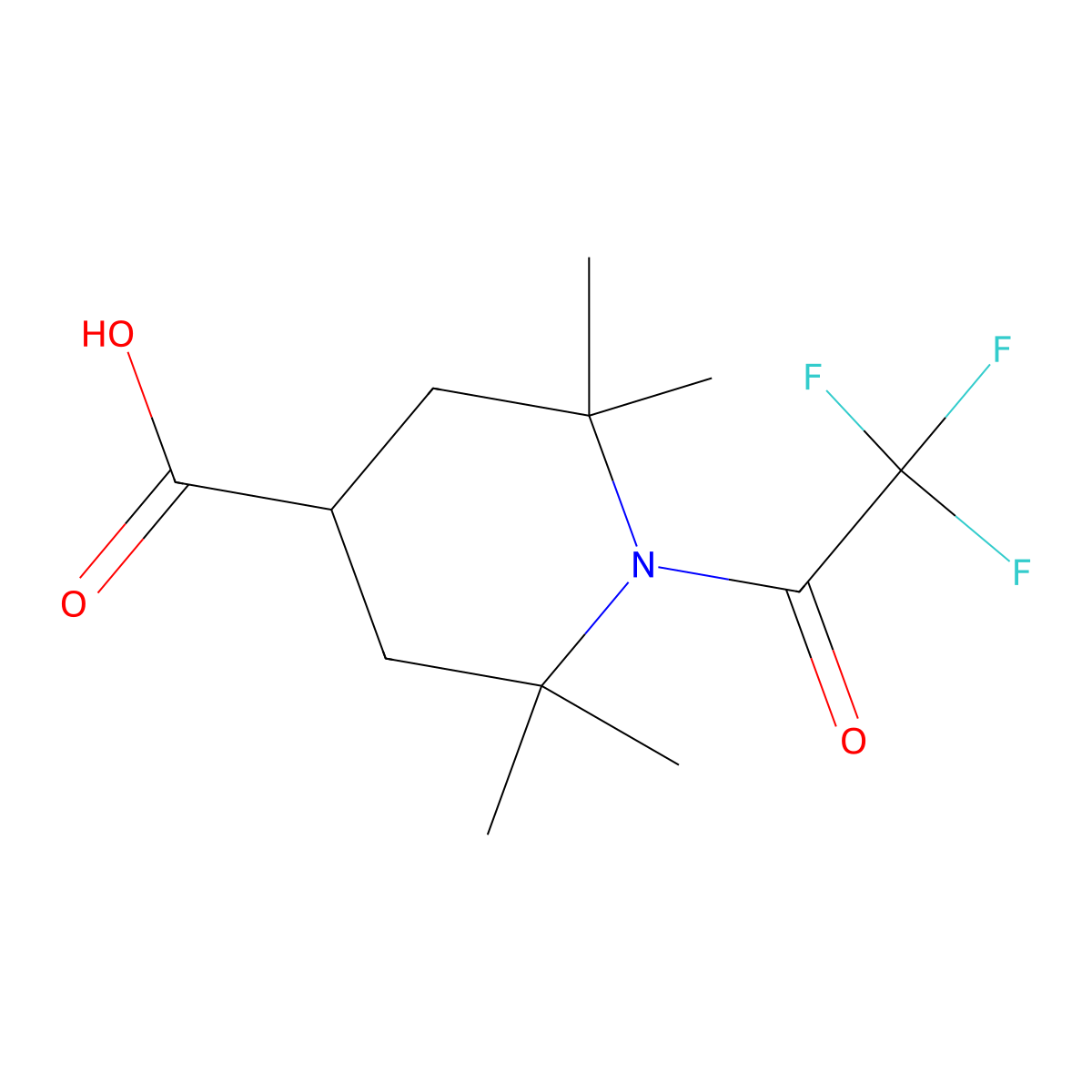 2,2,6,6-Tetramethyl-1-(2,2,2-trifluoroacetyl)piperidine-4-carboxylic acid molecular structure, CAS 2680832-35-1