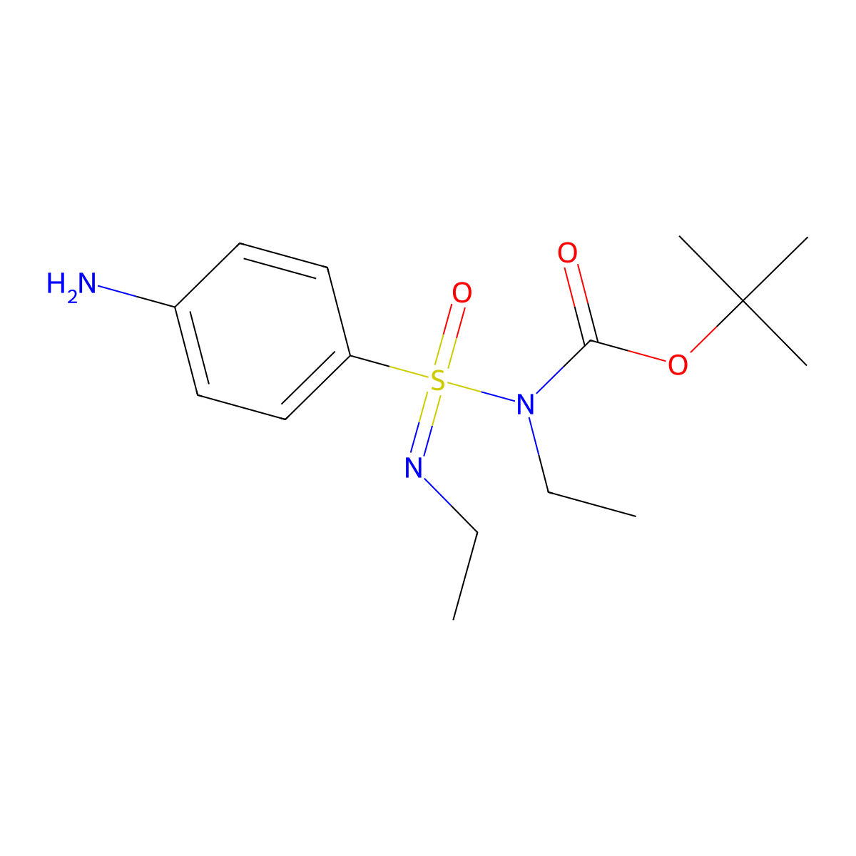 tert-butyl N-[(4-aminophenyl)(ethylimino)oxo-lambda6-sulfanyl]-N-ethylcarbamate molecular structure, CAS 2680832-41-9