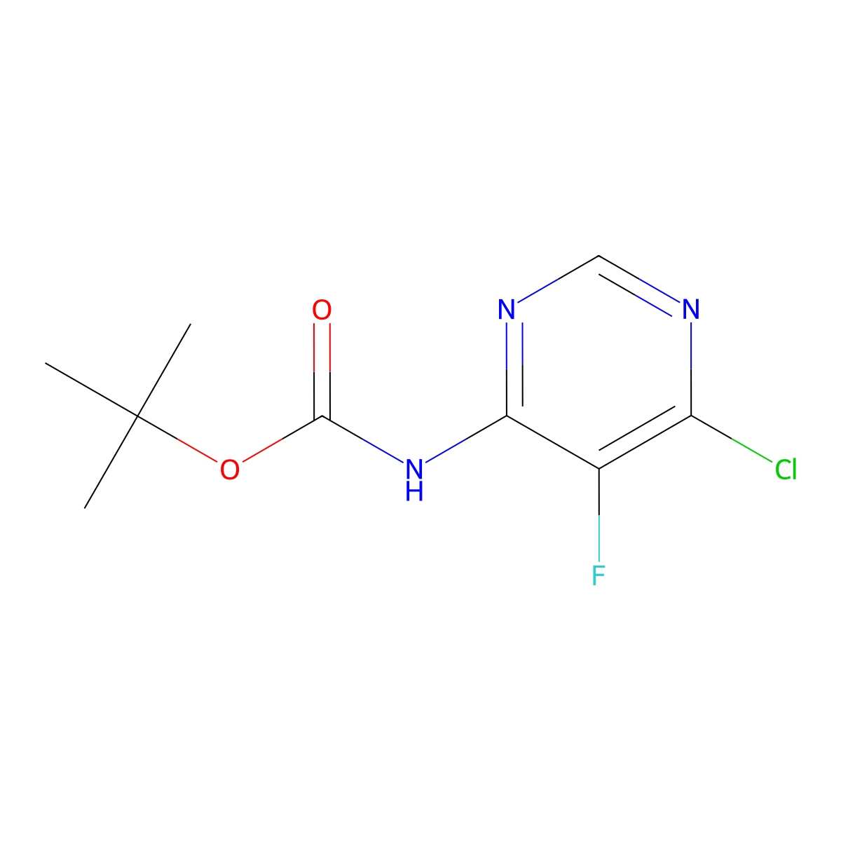 tert-butyl N-(6-chloro-5-fluoropyrimidin-4-yl)carbamate molecular structure, CAS 2680832-52-2
