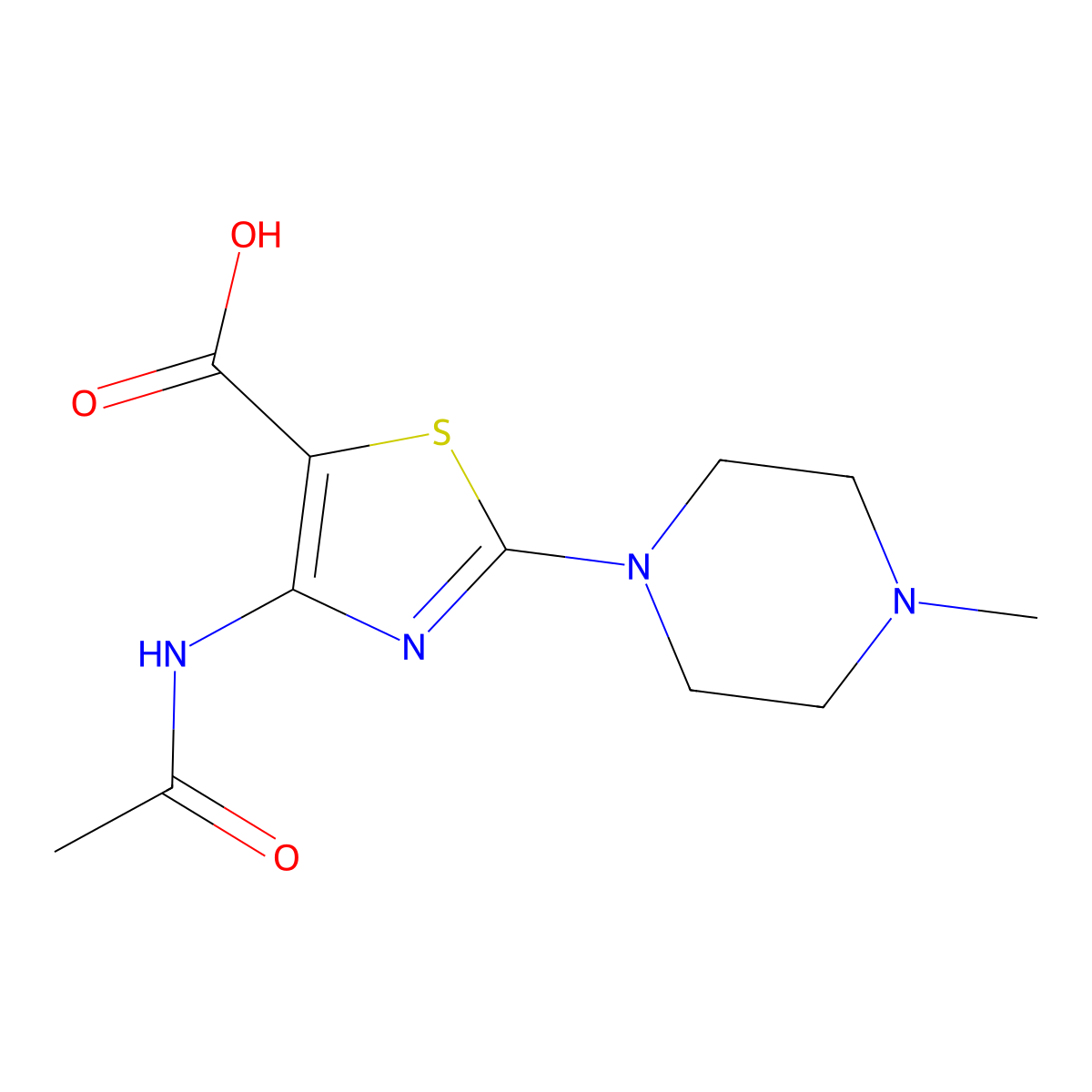4-Acetamido-2-(4-methylpiperazin-1-yl)-1,3-thiazole-5-carboxylic acid molecular structure, CAS 2680832-56-6