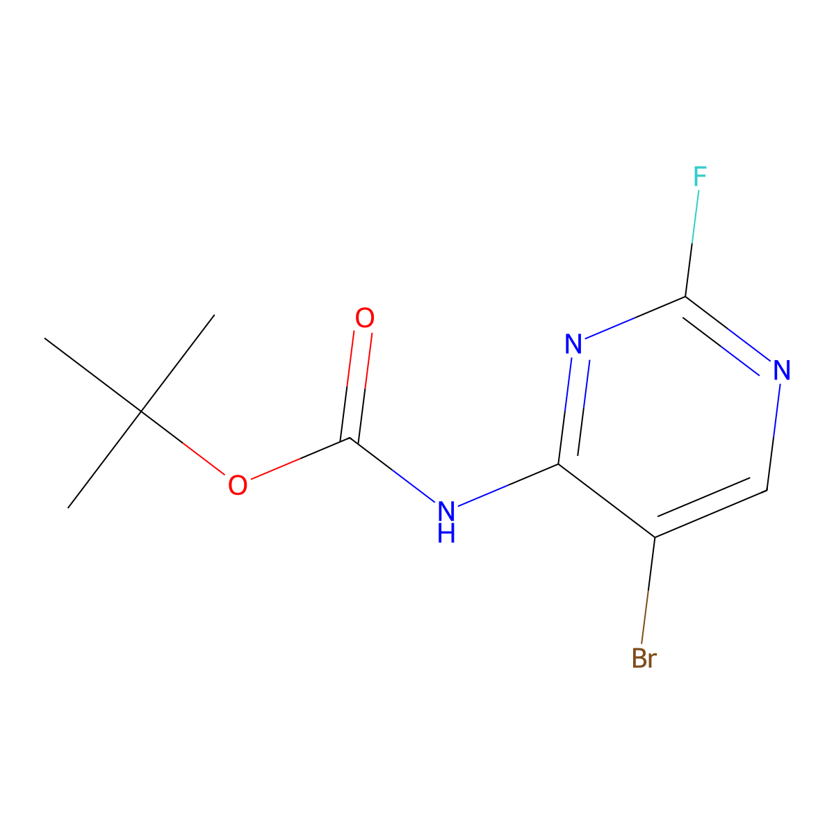 tert-butyl N-(5-bromo-2-fluoropyrimidin-4-yl)carbamate molecular structure, CAS 2680832-59-9