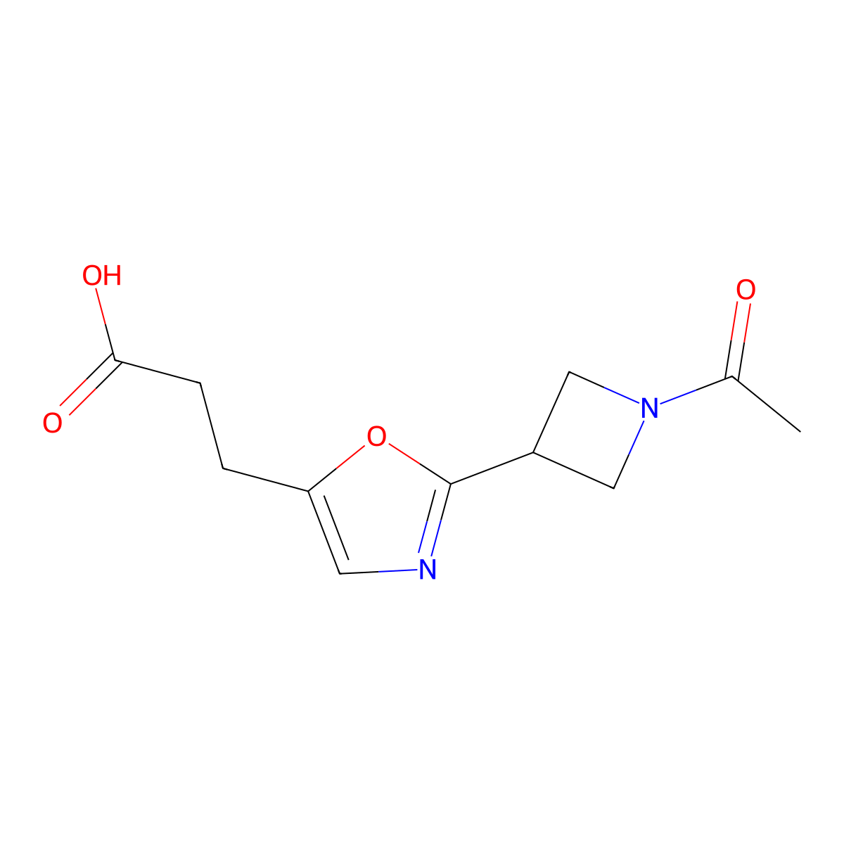 3-[2-(1-Acetylazetidin-3-yl)-1,3-oxazol-5-yl]propanoic acid molecular structure, CAS 2680832-62-4