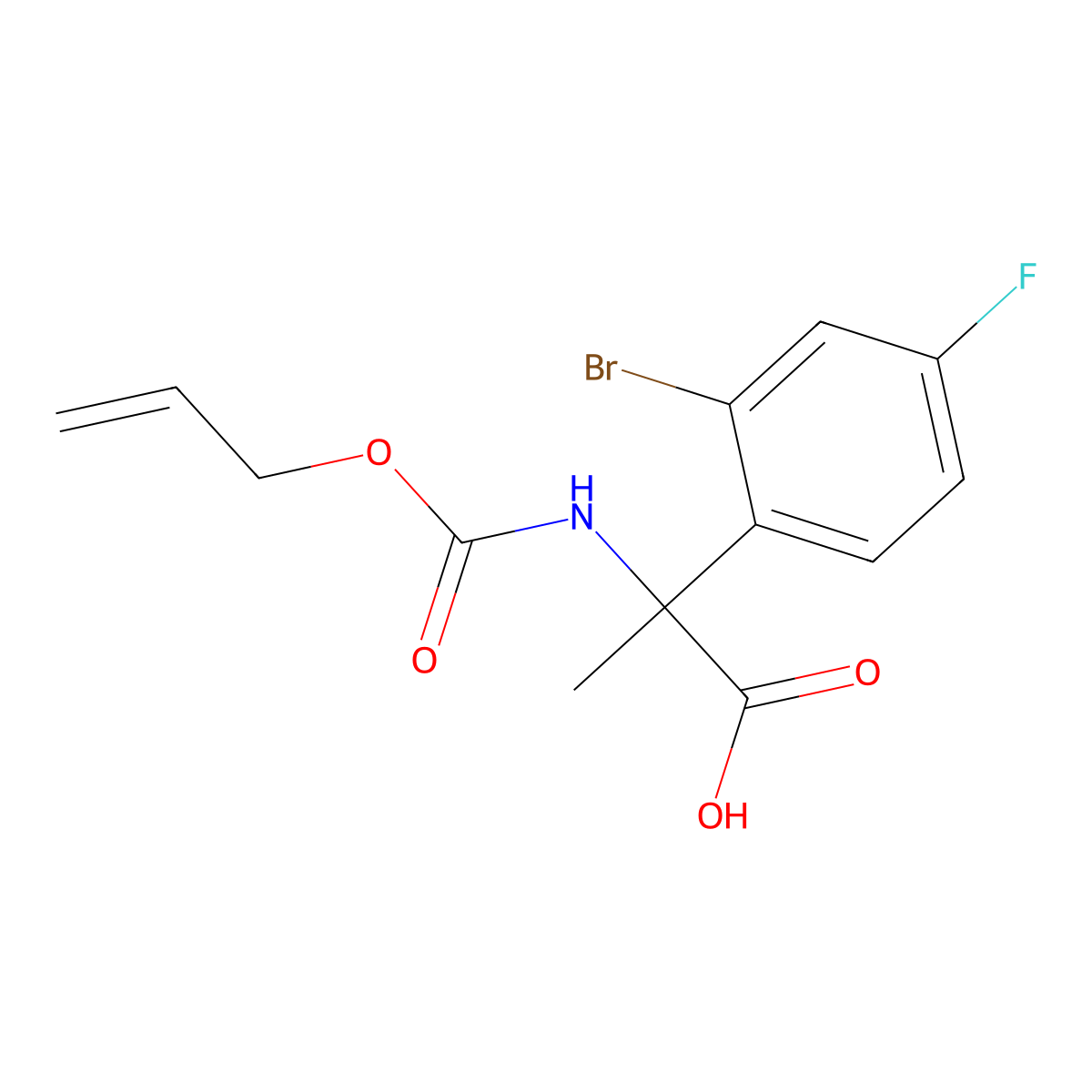 2-(2-Bromo-4-fluorophenyl)-2-{[(prop-2-en-1-yloxy)carbonyl]amino}propanoic acid molecular structure, CAS 2680832-67-9